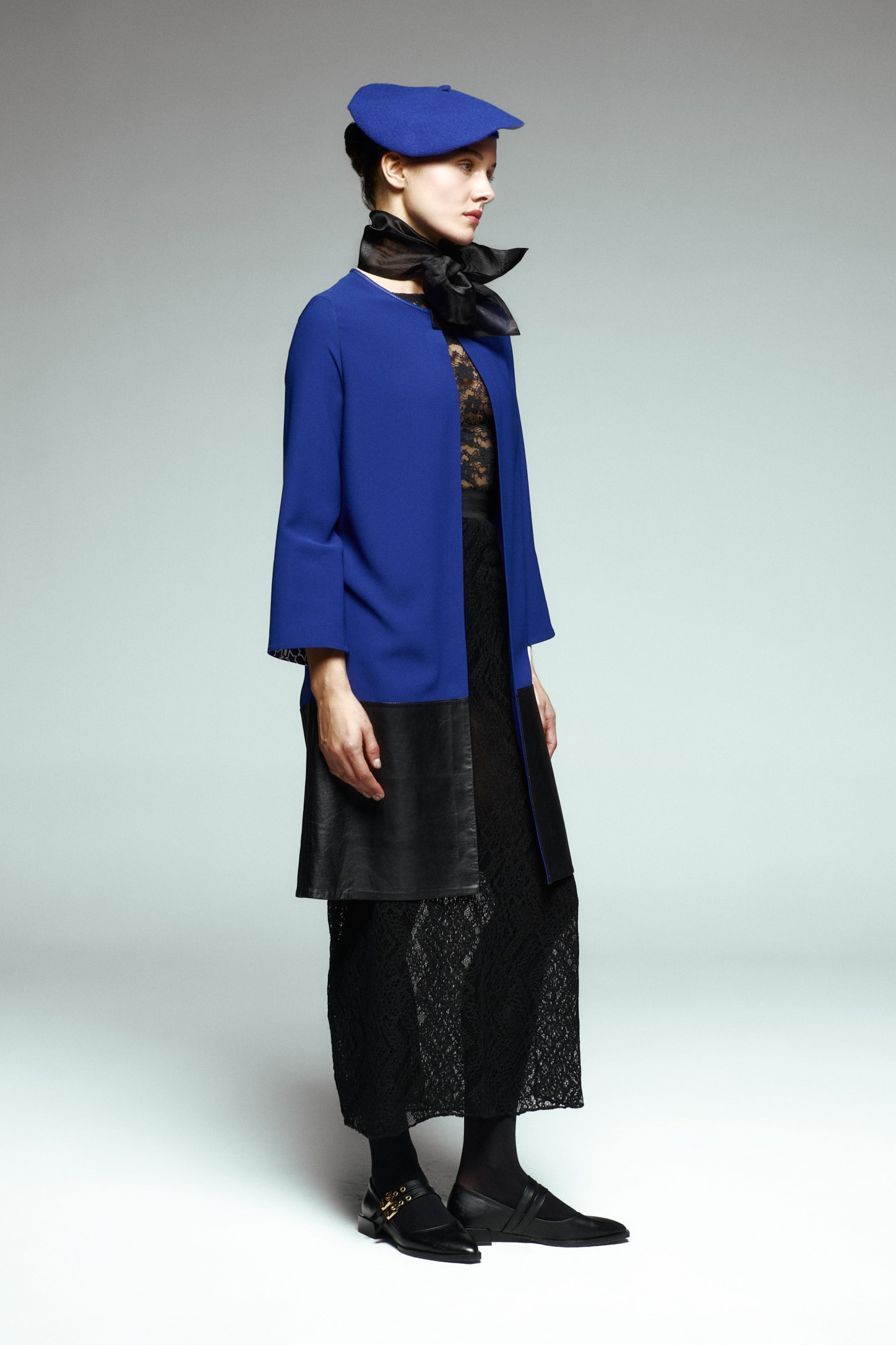 Deri Garnili Krep Ceket 