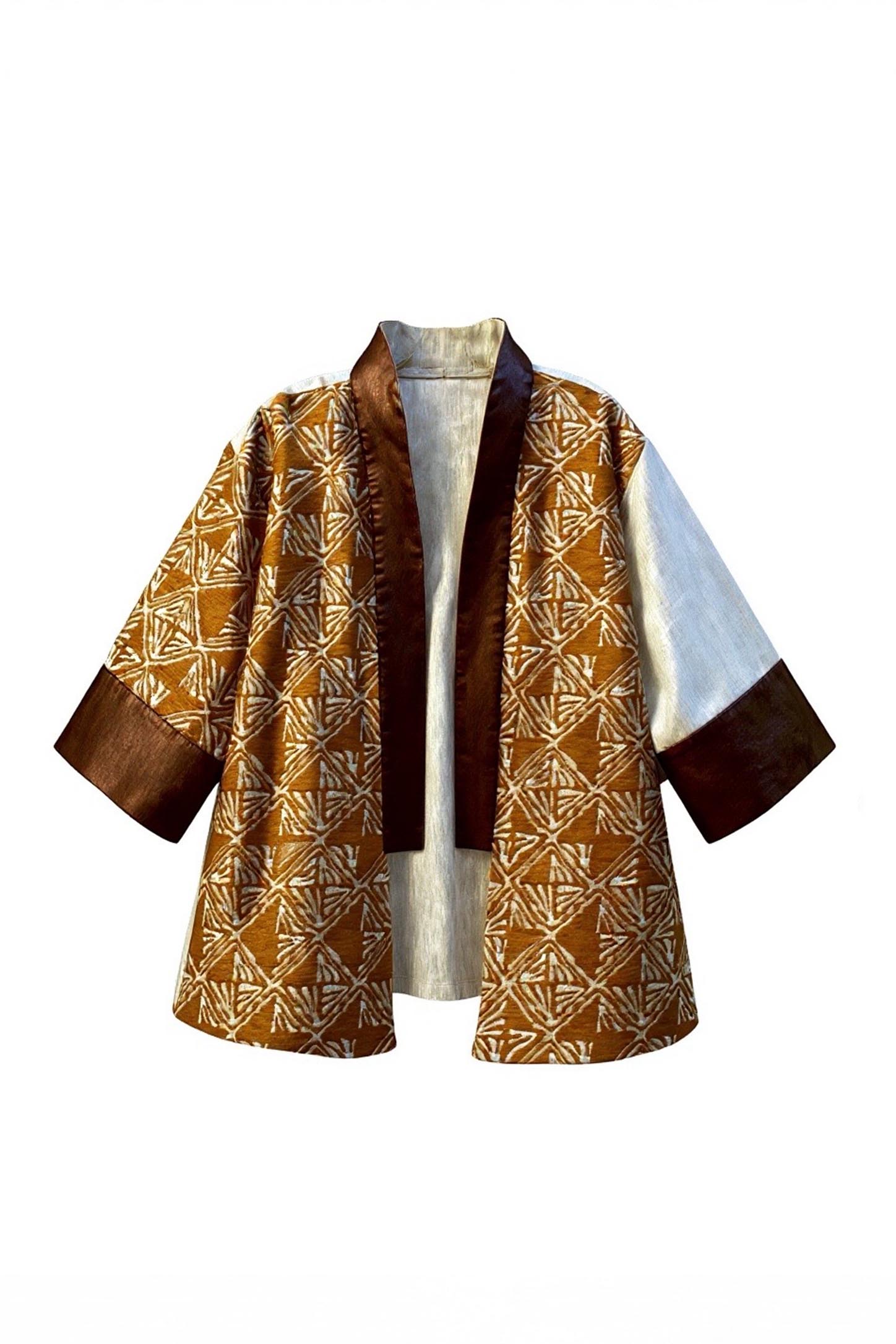 Yakası Deri Garnili Ceket