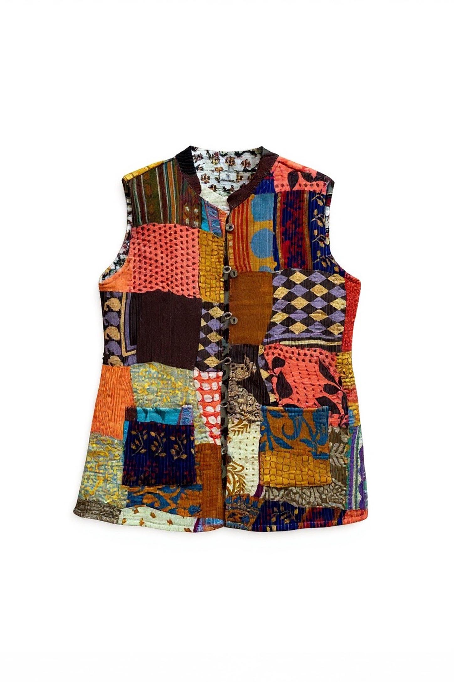 Basma Kumaşlı Yelek