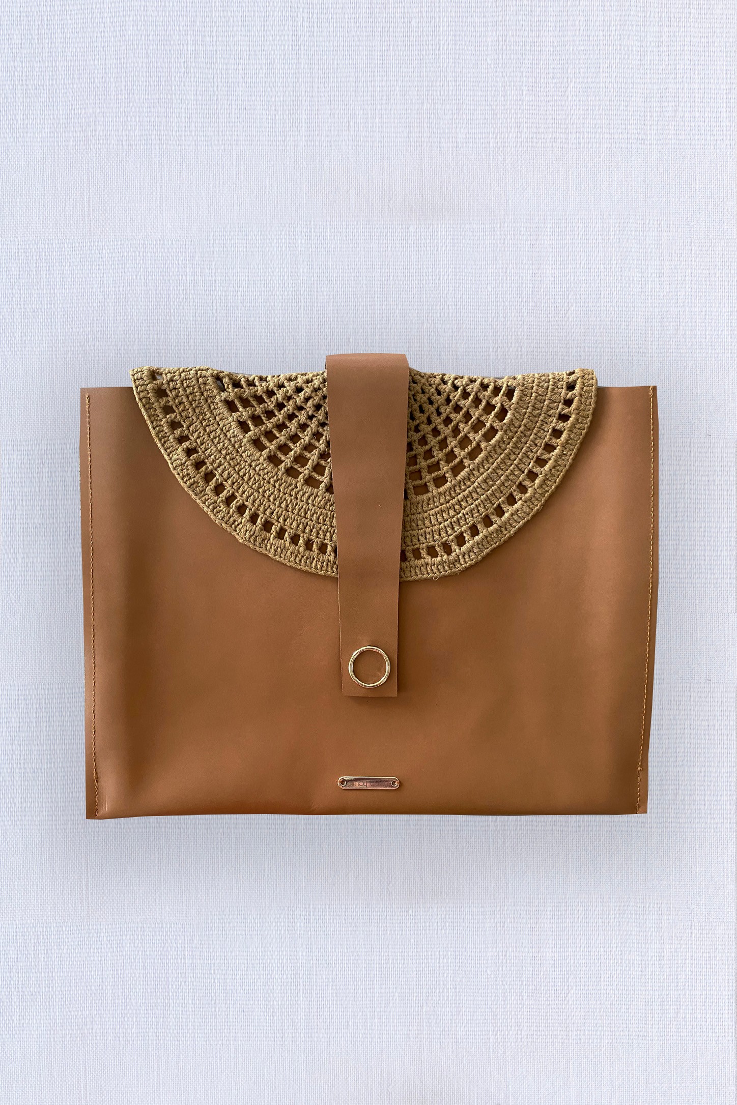 Leather Clutch Bag with Lace Cover