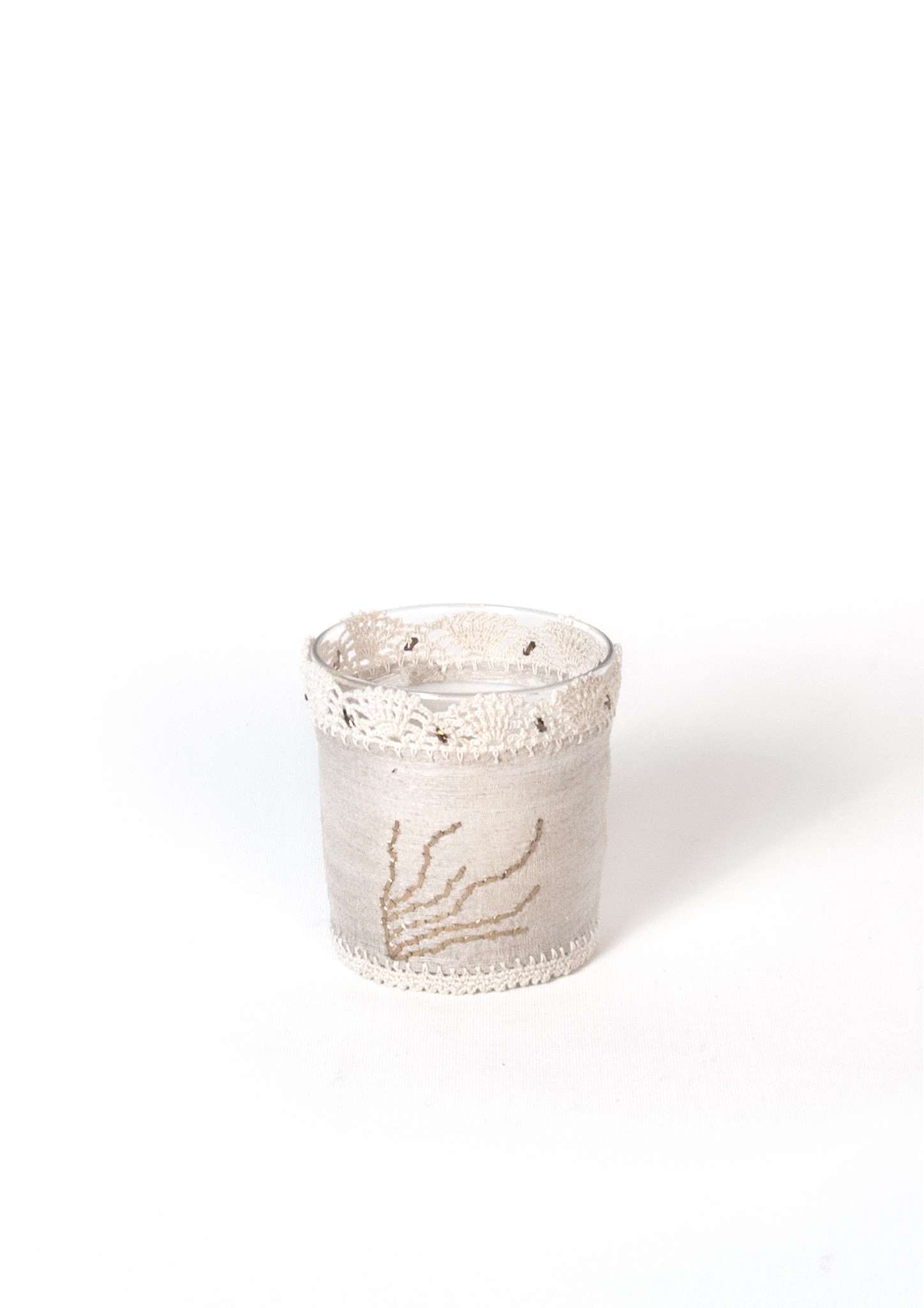 Hand-Woven Fabric Wire Embroidered Lace Covered Candle