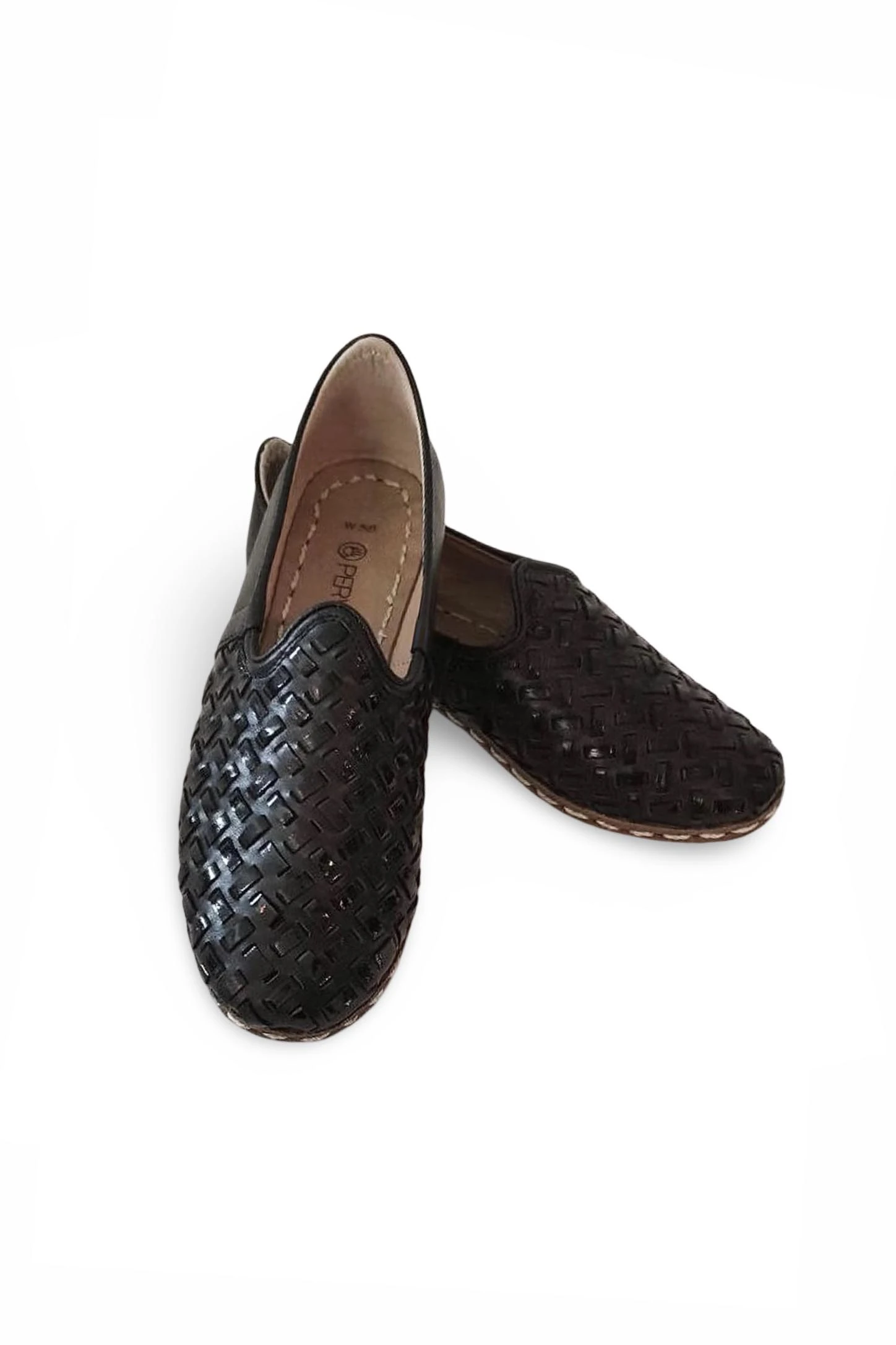 El Yapımı Örgü İşlemeli Hakiki Deri Yemeni