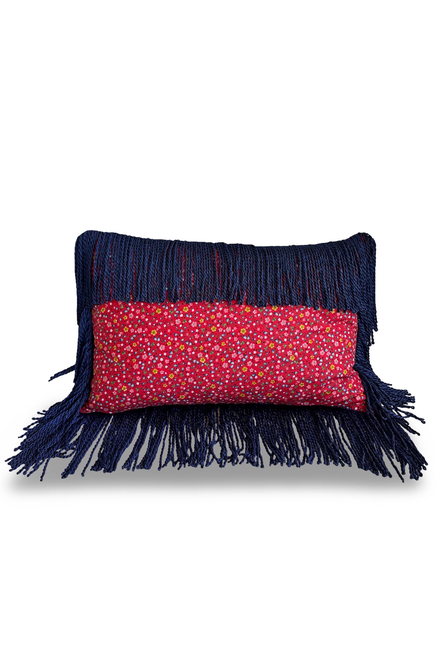 Bulyon Saçaklı Çift Taraf Kullanıma Uygun Çiçek Desenli Poplin Kırlent