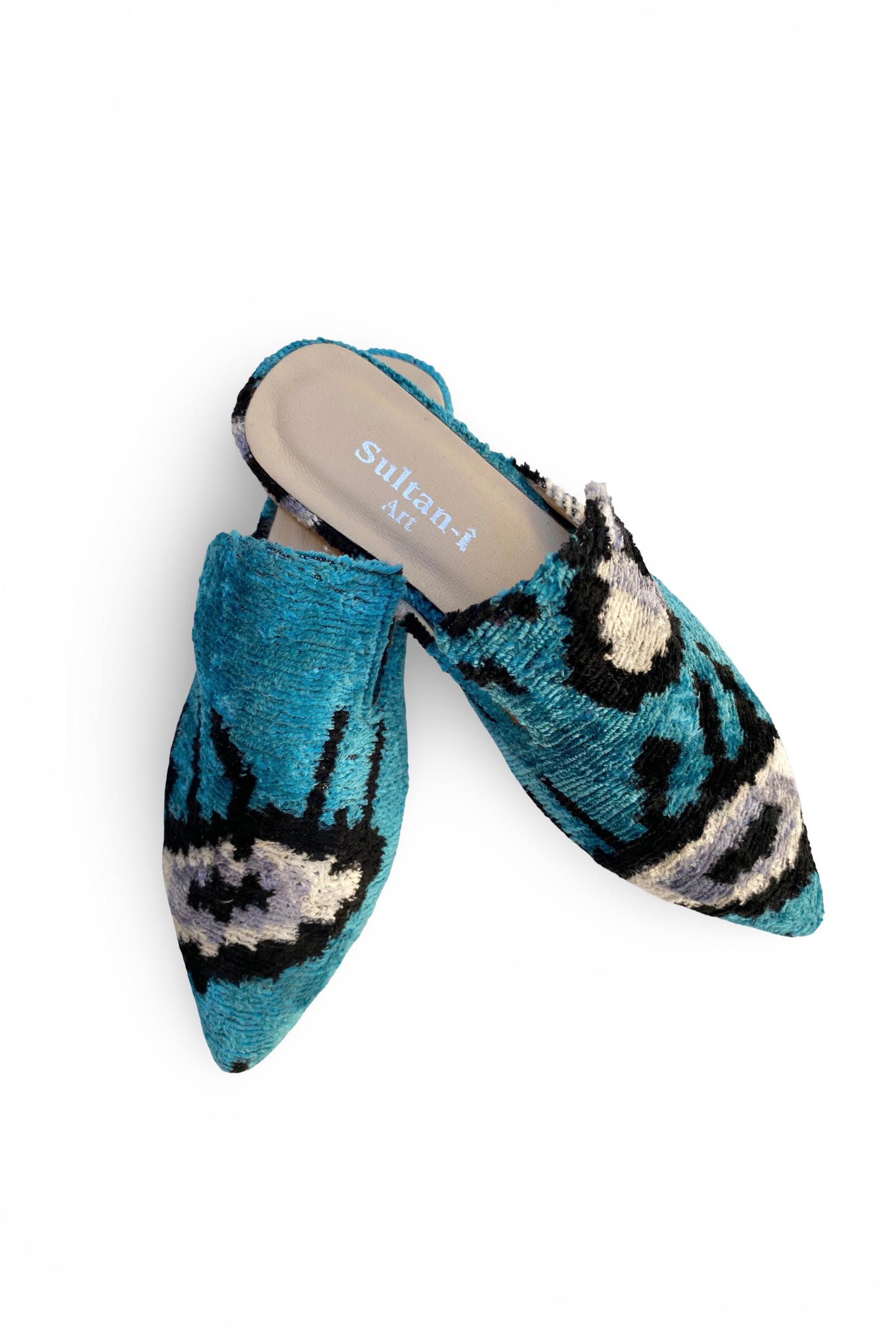 İkat Göz Desenli İpek Kadife Terlik 36 Numara