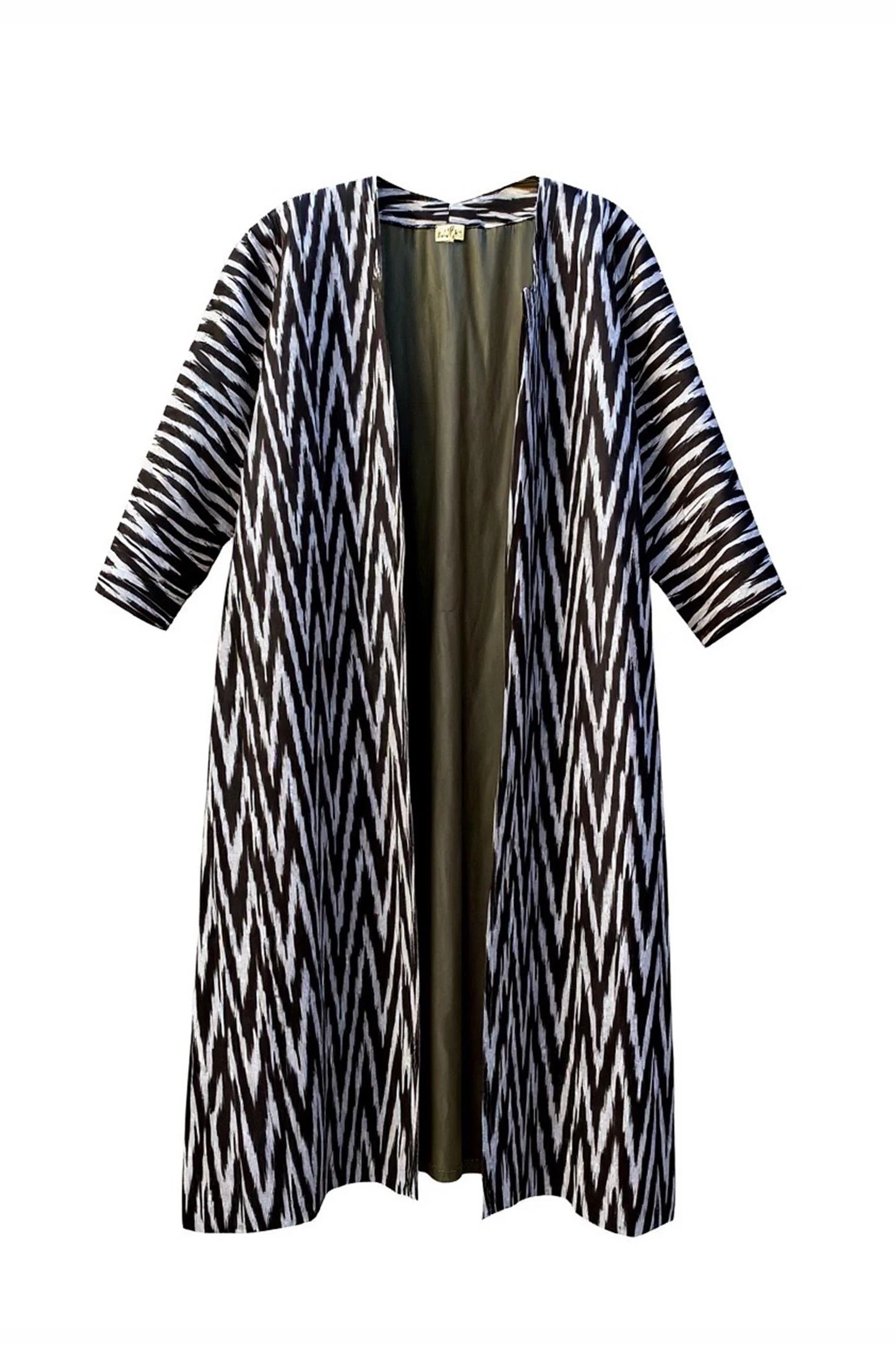 Zikzak Desenli Kadife Kaftan