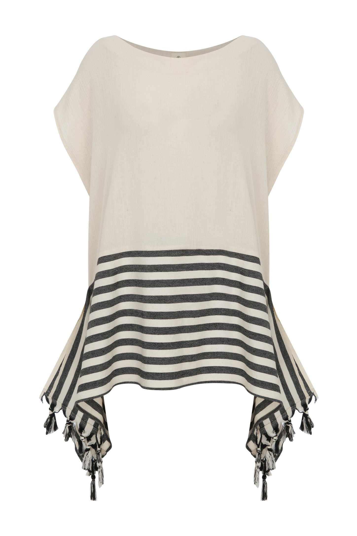 Striped Pattern Garnished Fringed Buldan Cloth Blouse  