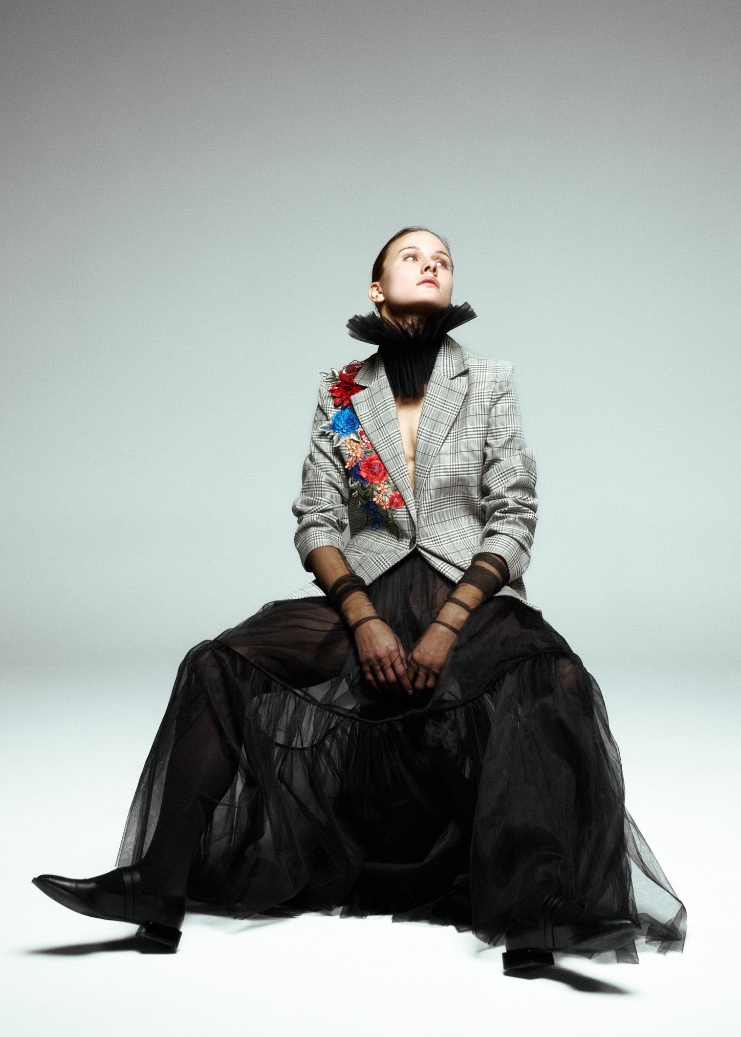 Astarsız Uçları Büzgülü Maksi Boy Tül Etek