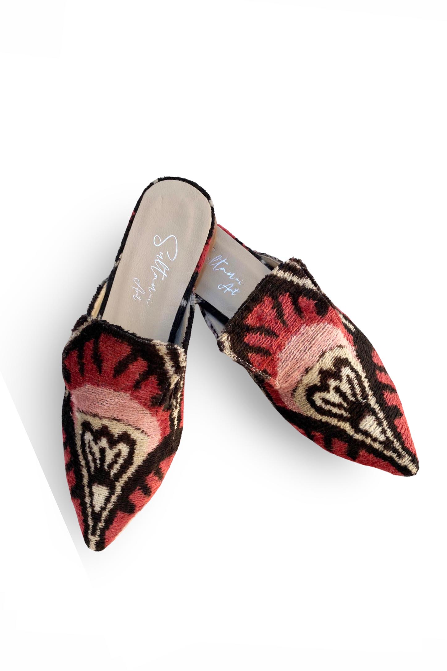 İkat Desenli İpek Kadife Terlik 39 Numara