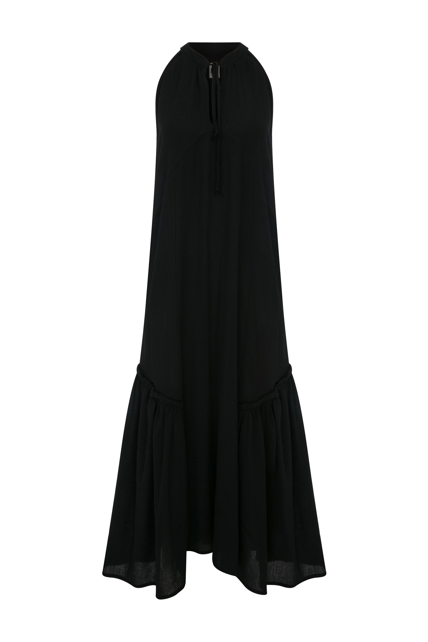 Halter Neck Buldan Cloth Long Dress with Front Ties