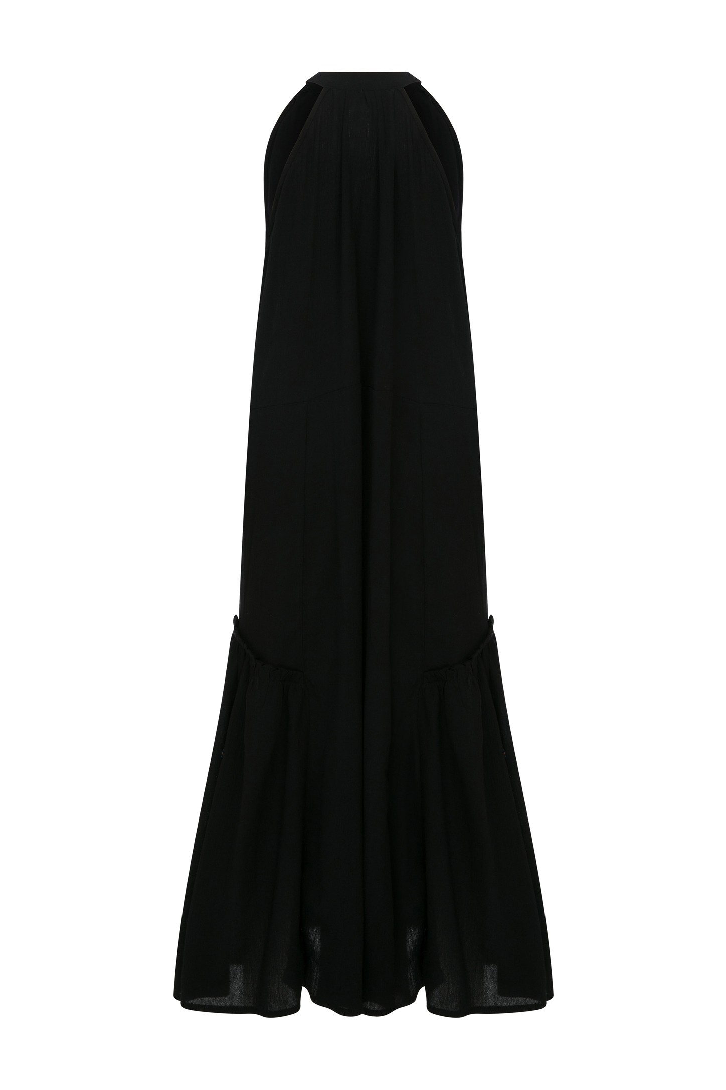 Halter Neck Buldan Cloth Long Dress with Front Ties