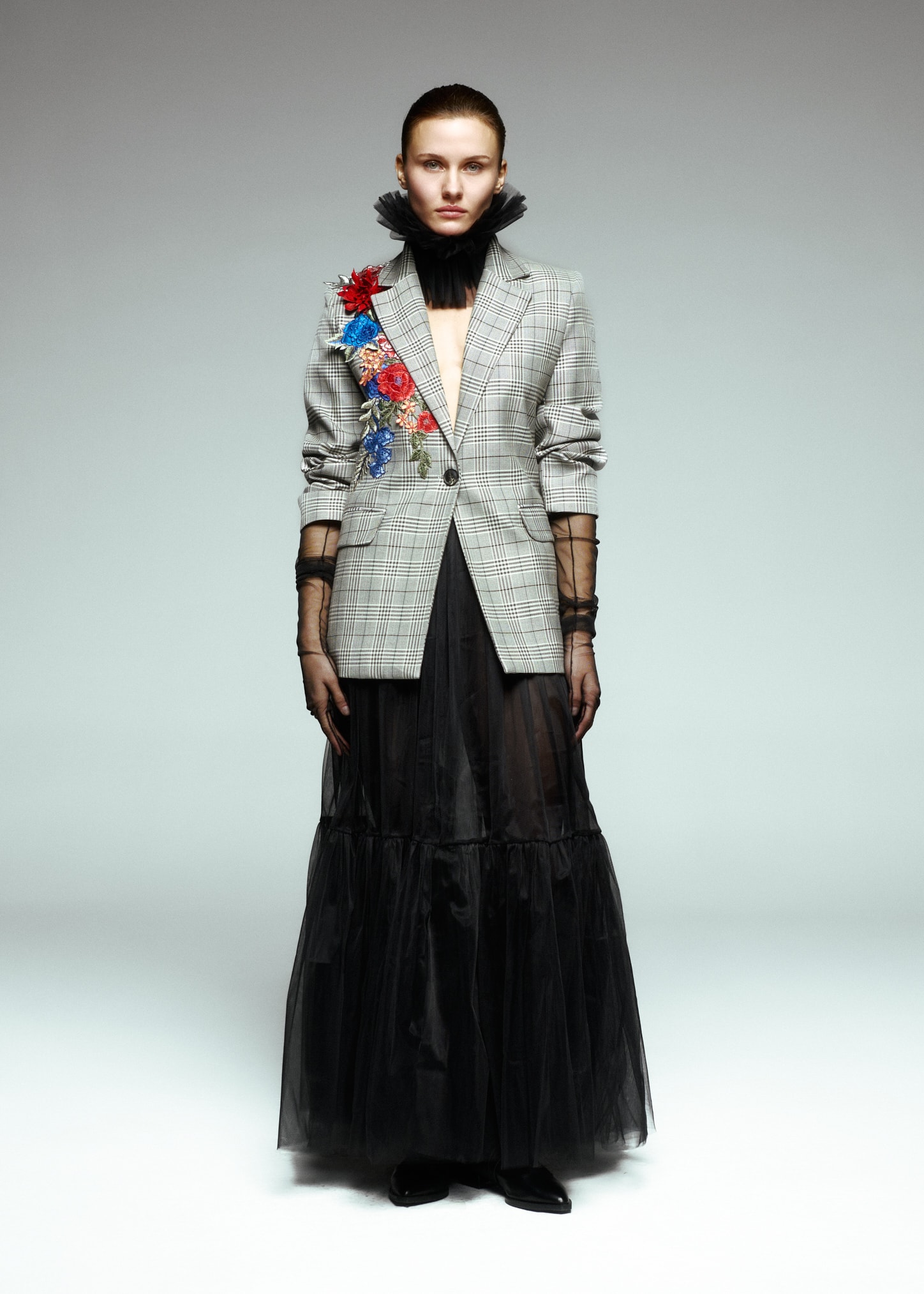 Astarsız Uçları Büzgülü Maksi Boy Tül Etek