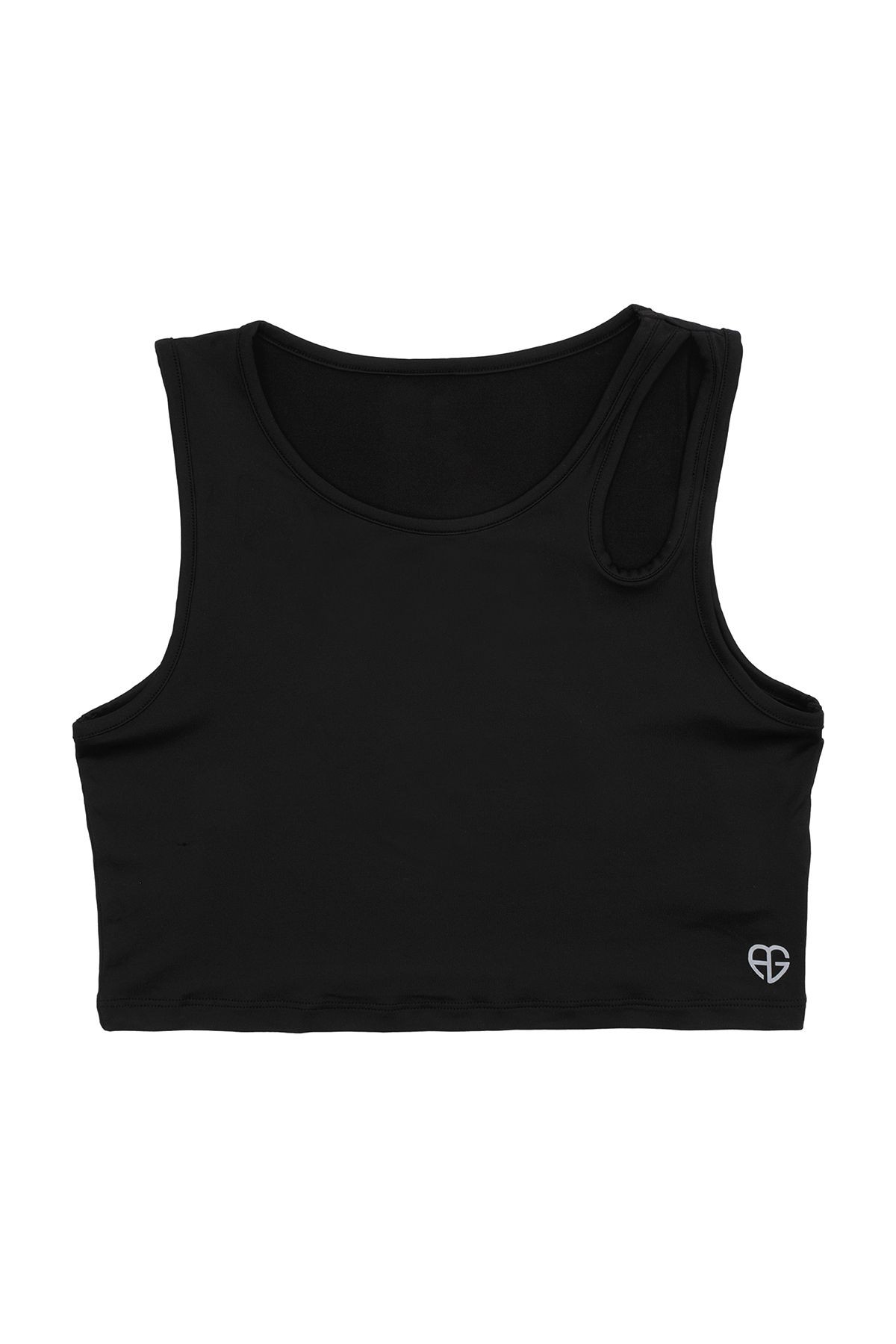 Kız Çocuk Siyah Kesikli Atlet Sporcu Üstü - Fitness, Yoga, Günlük Kullanım İçin
