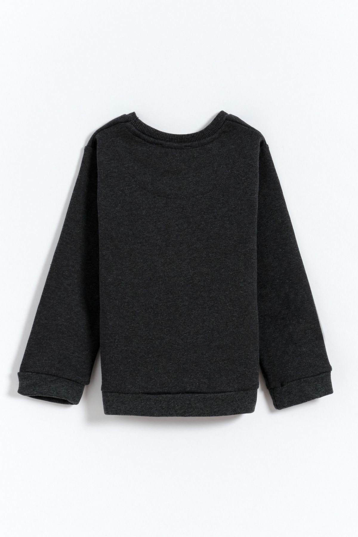 %100 Pamuk Basic Erkek Çocuk Sweatshirt - Füme