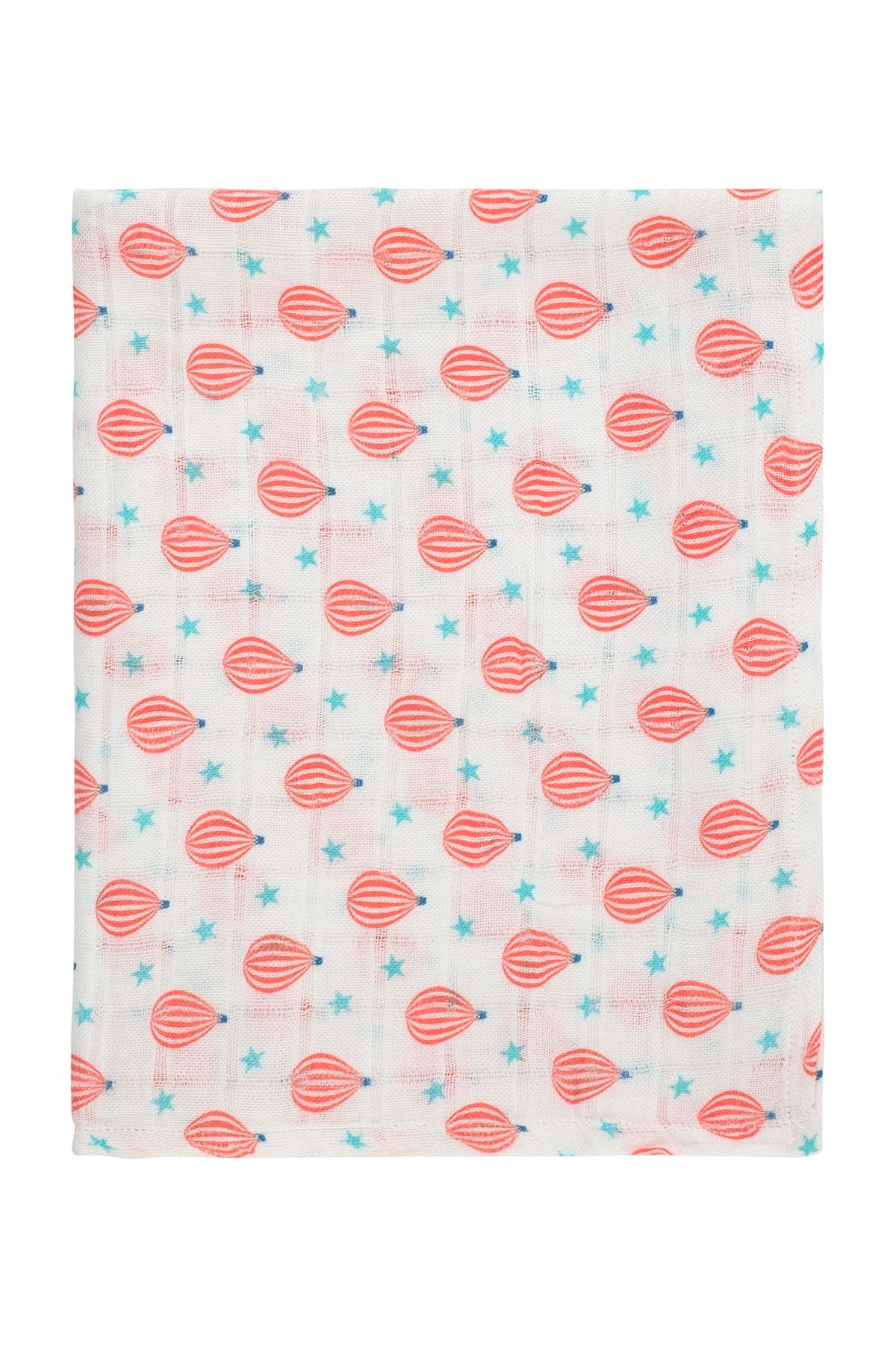 Müslin Unisex Bebek Örtüsü-Kundak Uçan Balon Desenli / Bambu Kumaş