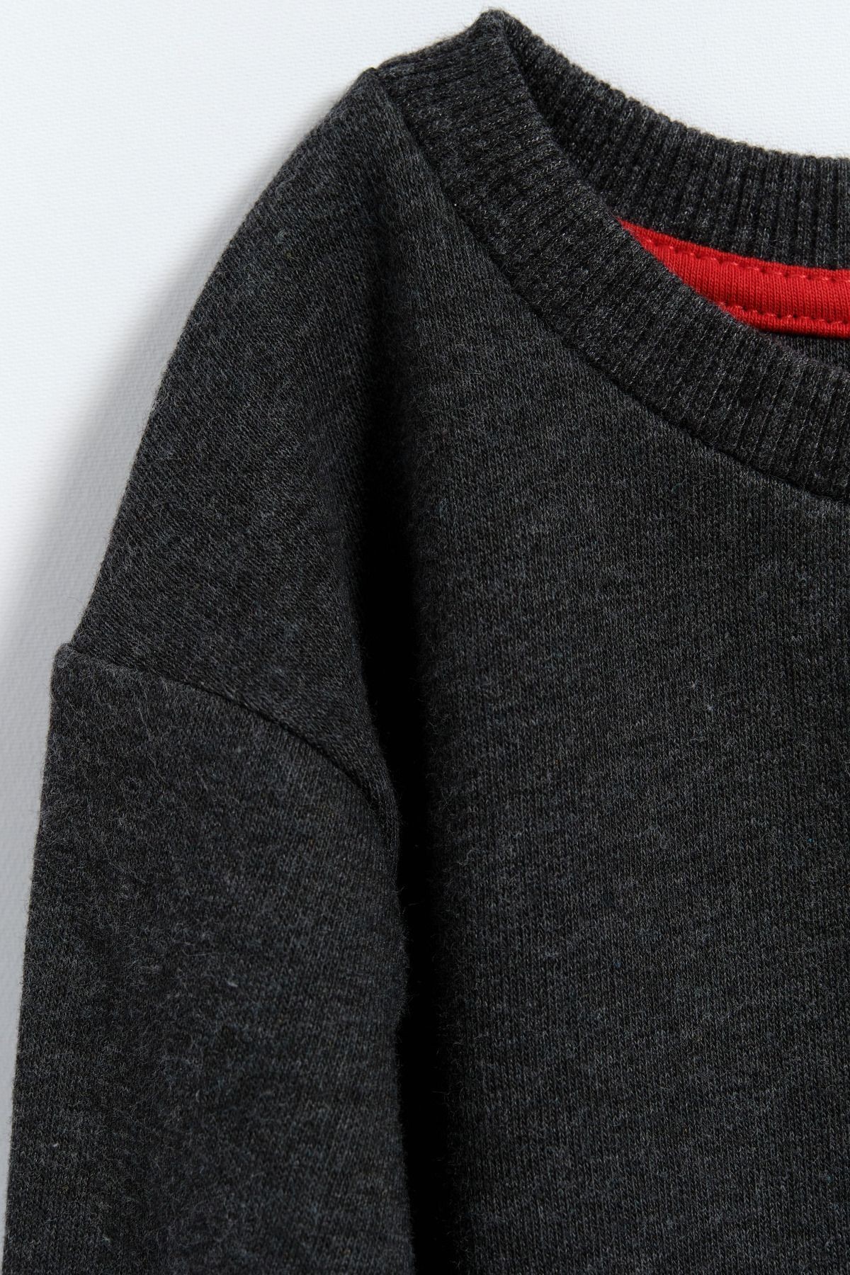%100 Pamuk Basic Erkek Çocuk Sweatshirt - Füme