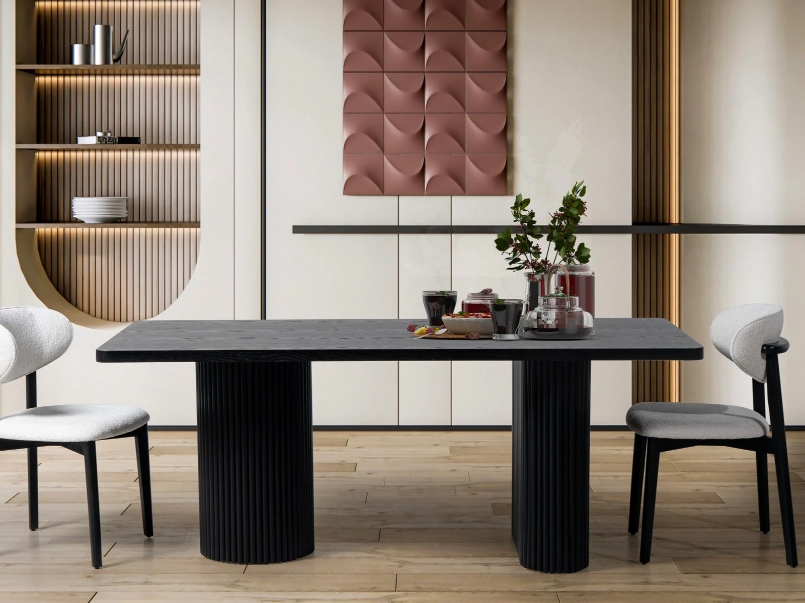 Glory Masa, Meşe Kaplama, Siyah