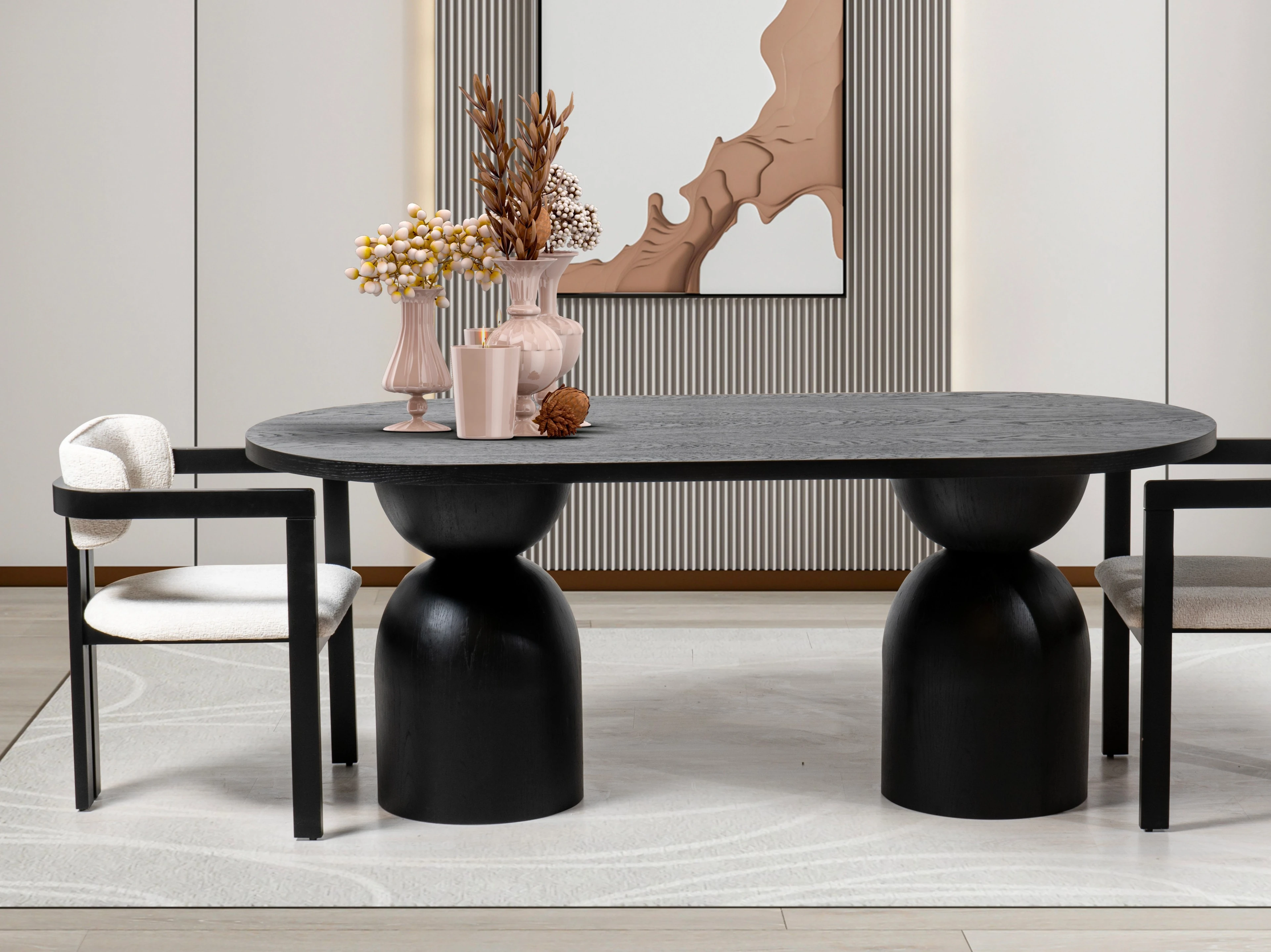 Prada Masa, Meşe Kaplama, Siyah