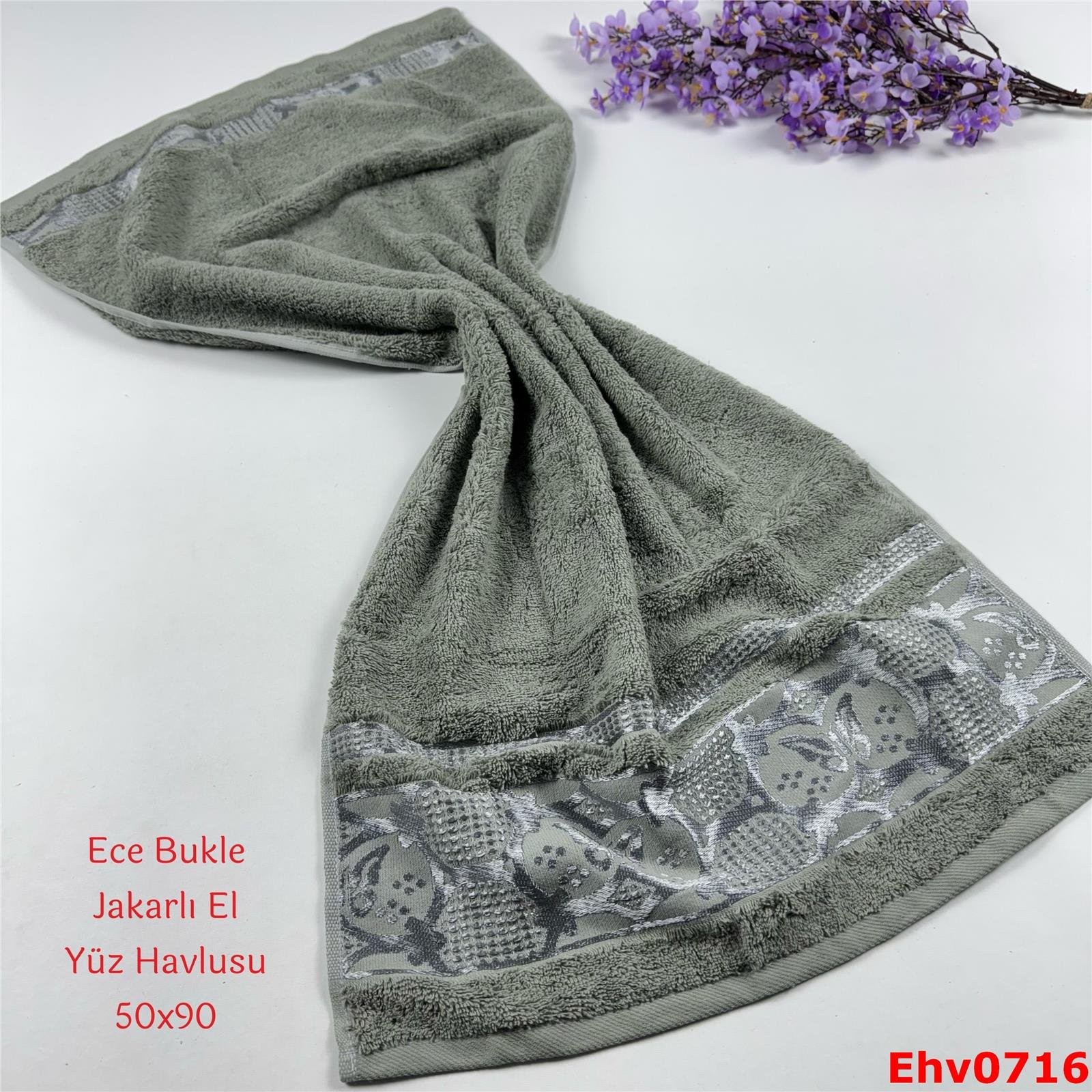 ZG-049 50*90 Ece Bukle Jakarlı El Yüz Havlusu