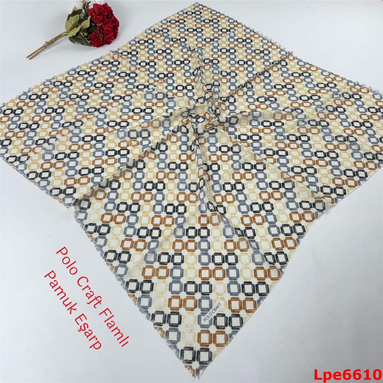 N-116 Polo Craft Flamlı Pamuk Eşarp