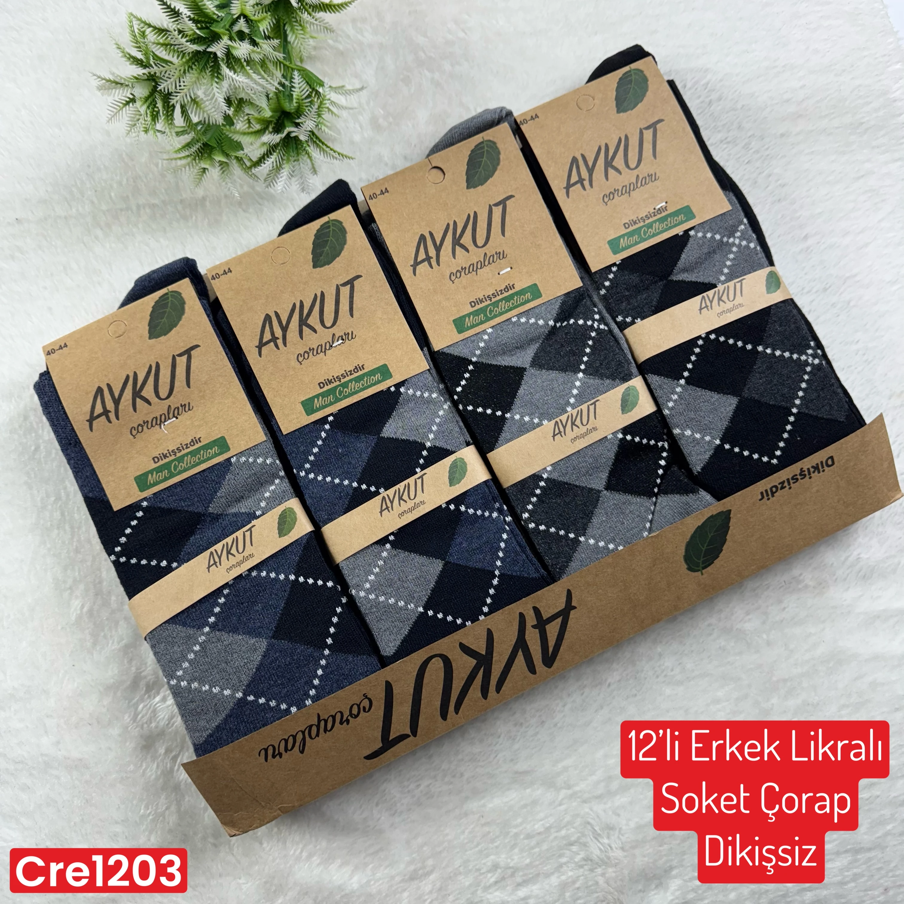 ZV-389 12 Adet Erkek Likralı Soket Çorap (Dikişsiz)