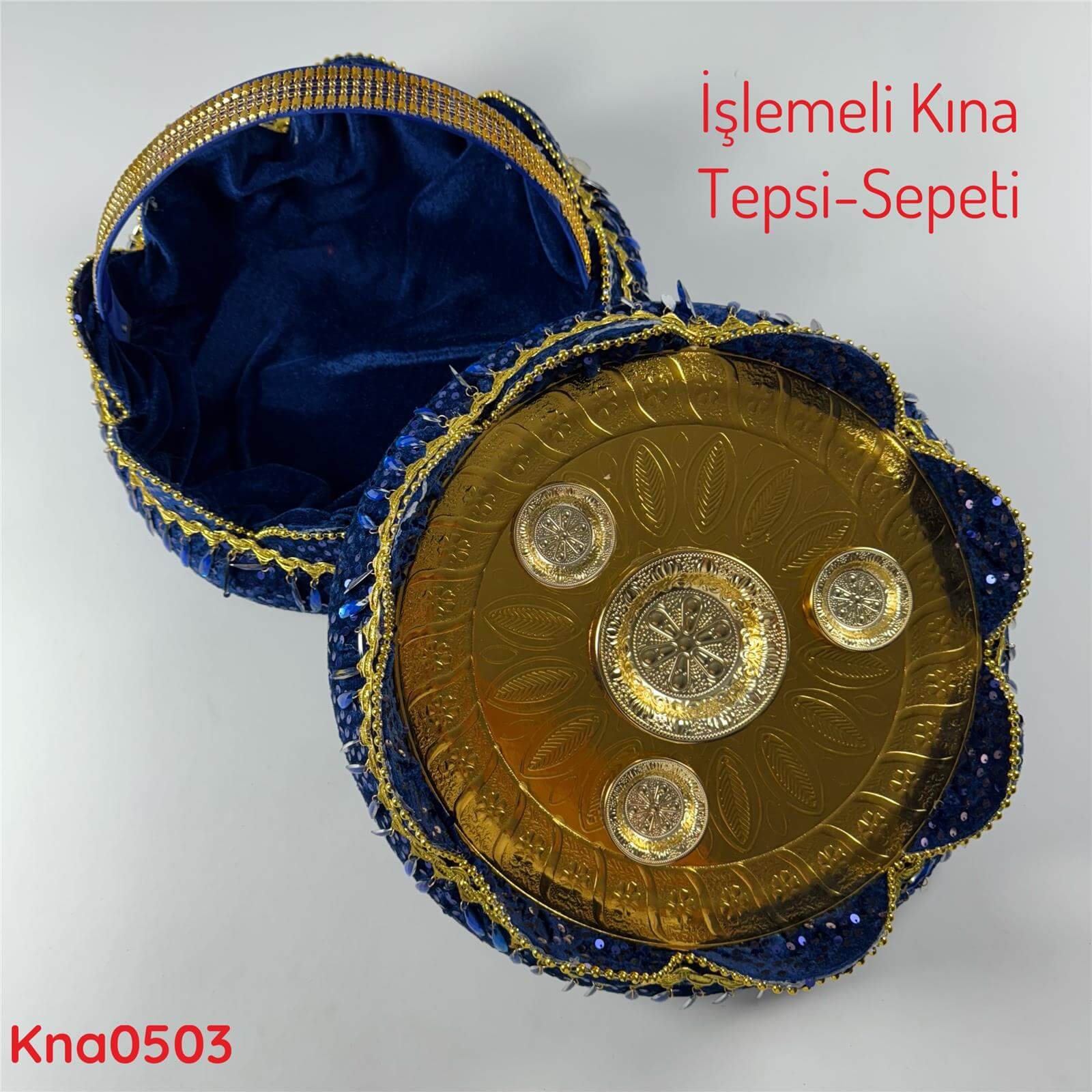 DP-071 İşlemeli Kına Tepsi&Sepeti