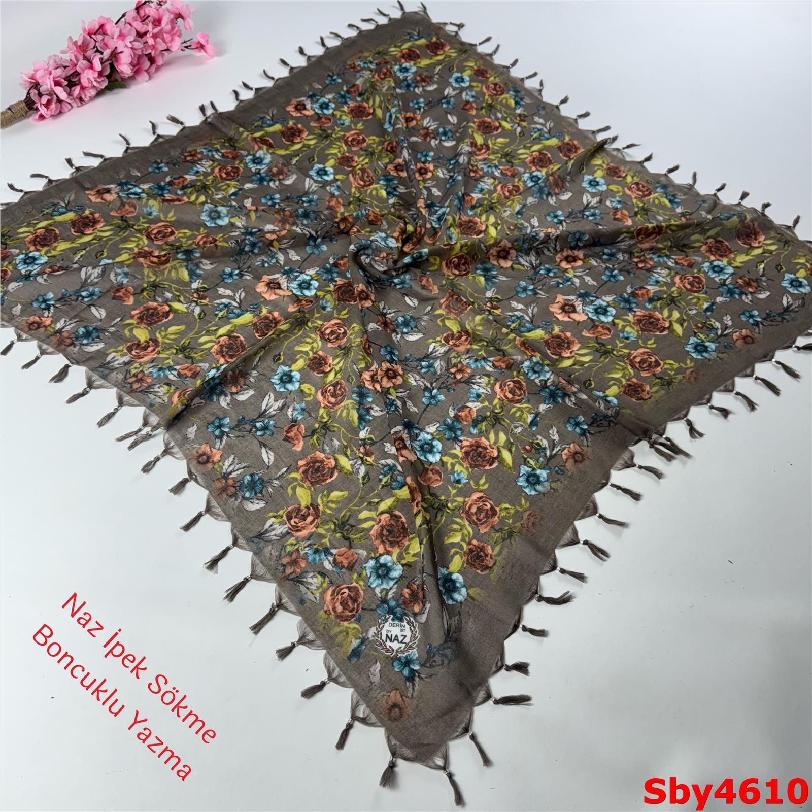 L-202 Naz İpek Sökme Boncuklu Yazma