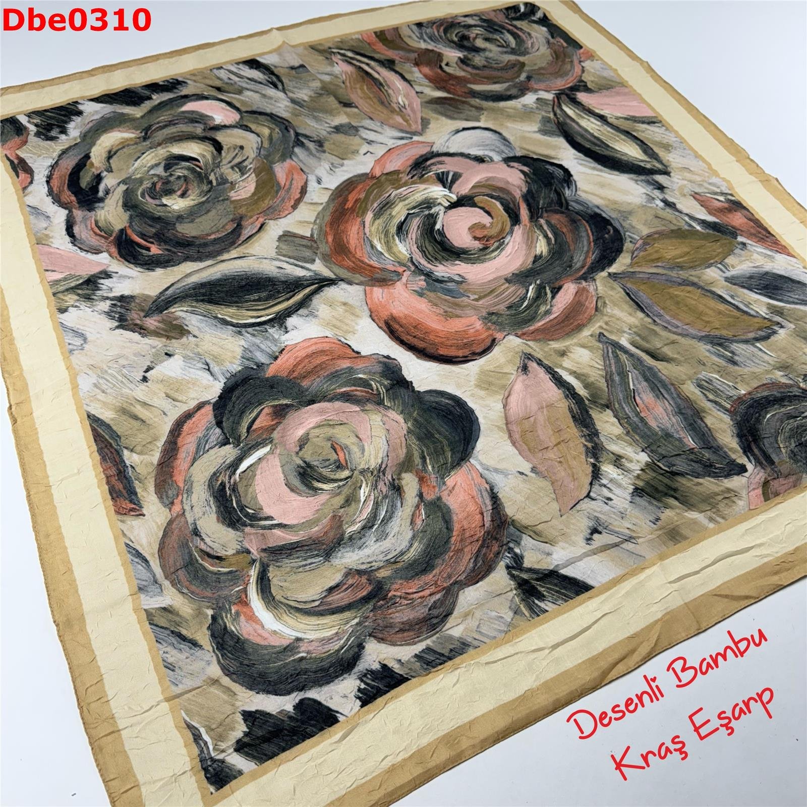 R-082 Desenli Bambu Kraş Eşarp