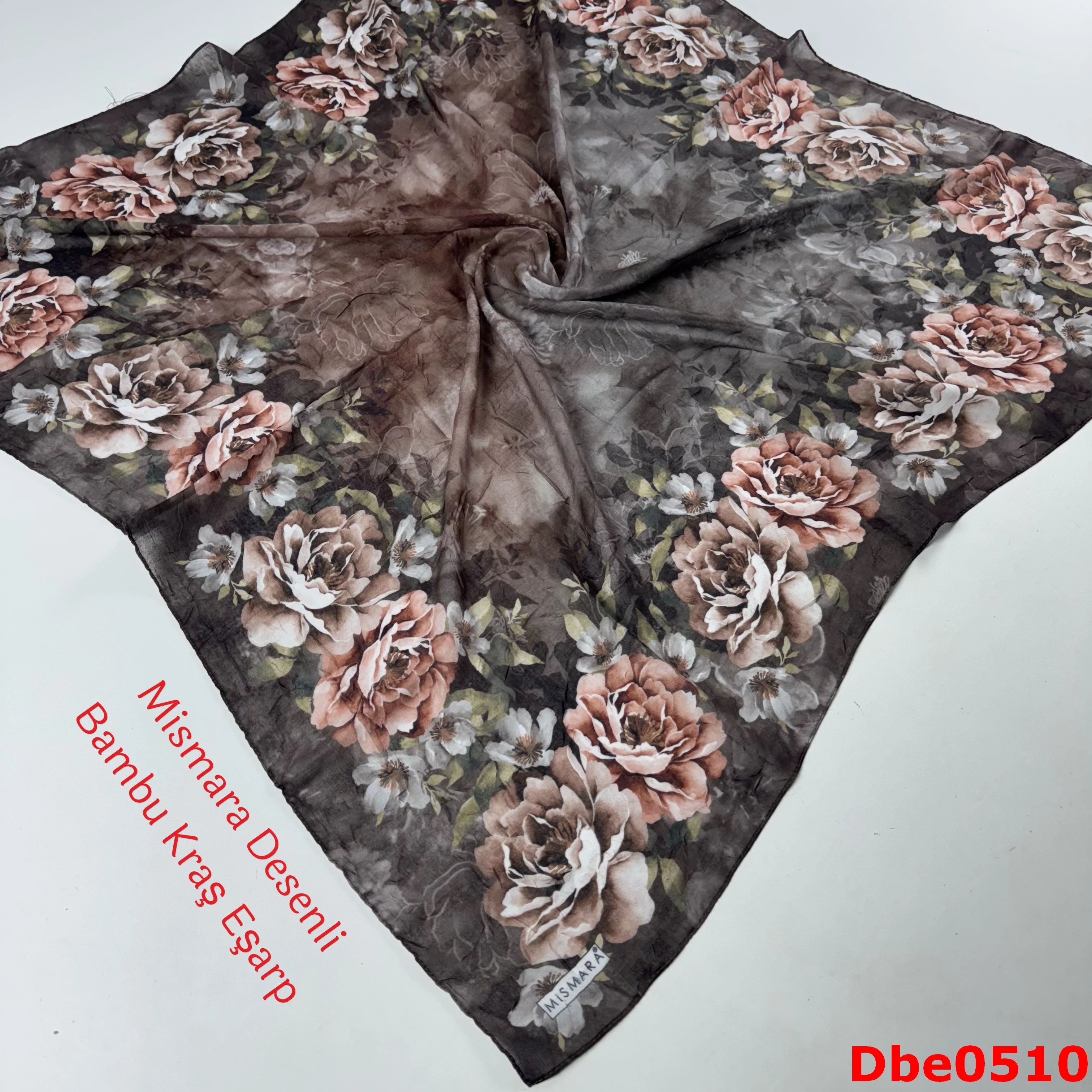 P-030 Mismara Desenli Bambu Kraş Eşarp