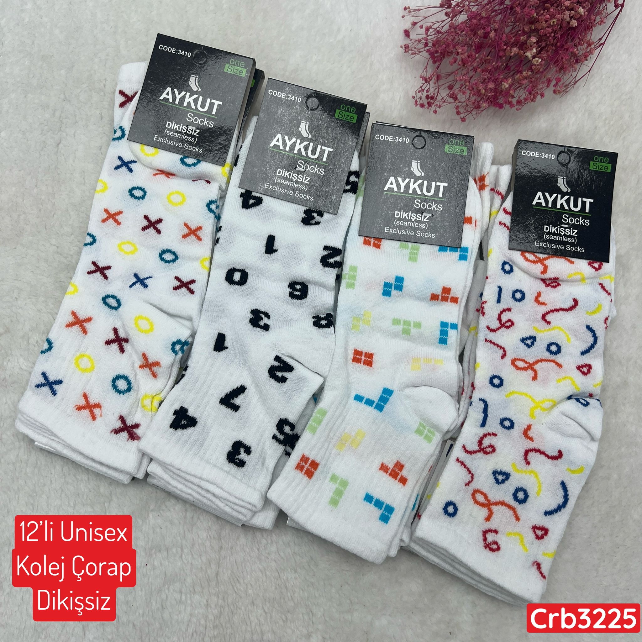 ZV-459 Unisex Uzun Kolej Çorap (Dikişsiz) 12 ADET