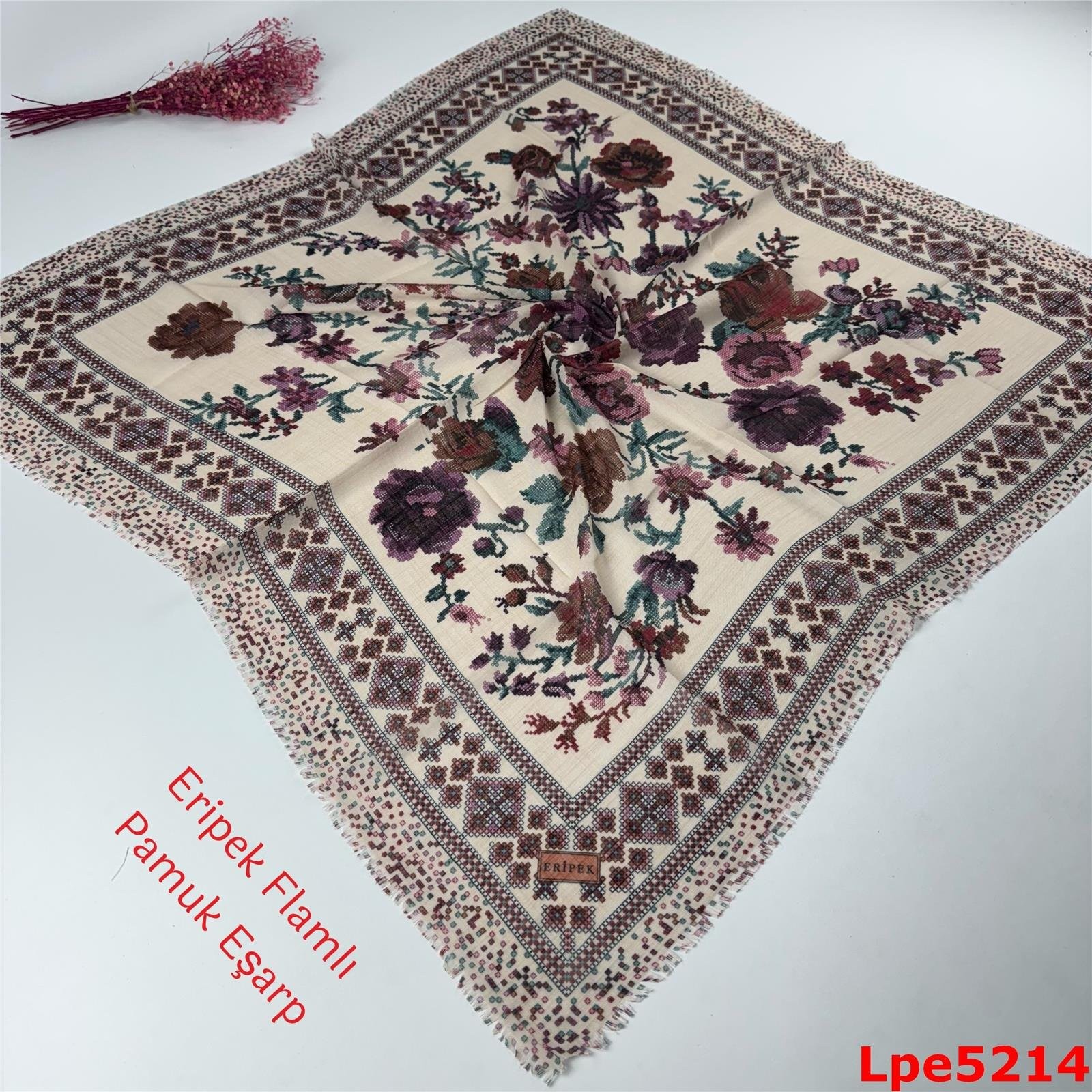 O-132 Eripek Flamlı Pamuk Eşarp