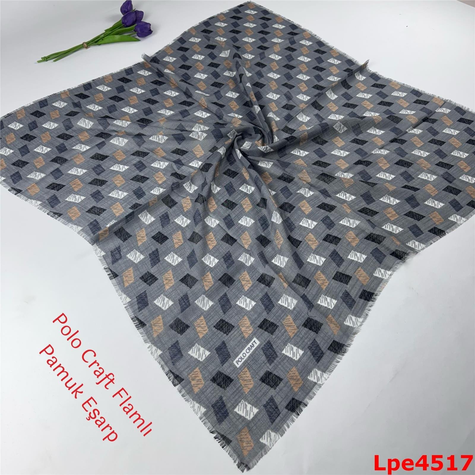 N-148 Polo Craft Flamlı Pamuk Eşarp