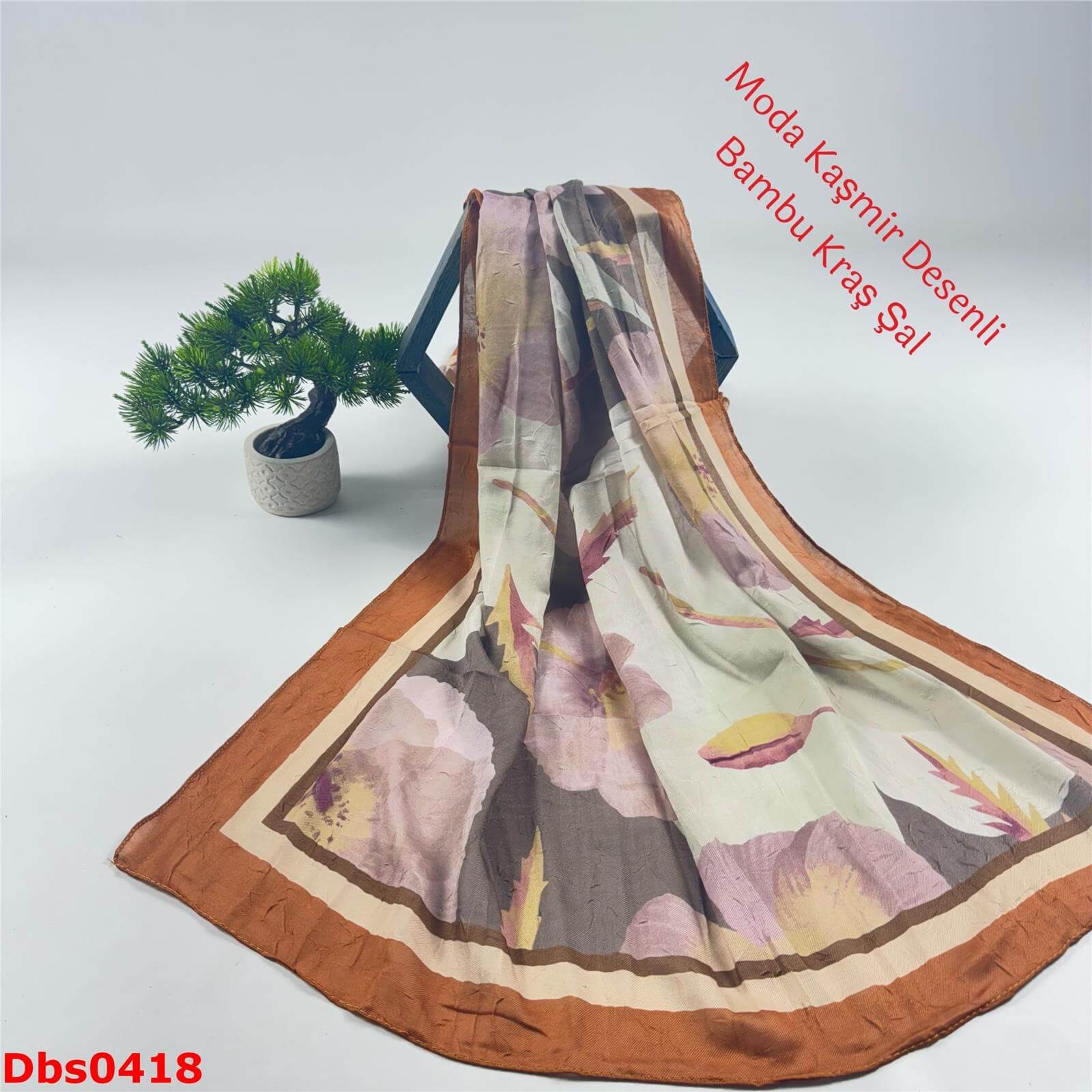 K-241  Moda Kaşmir Desenli Bambu Kraş Şal