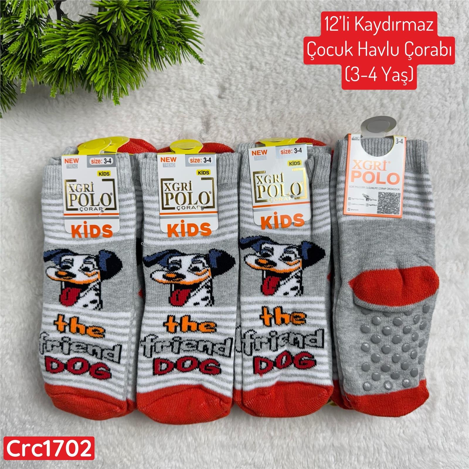 L-036 12'li Kaydırmaz Çocuk Havlu Çorabı (3-4 Yaş)