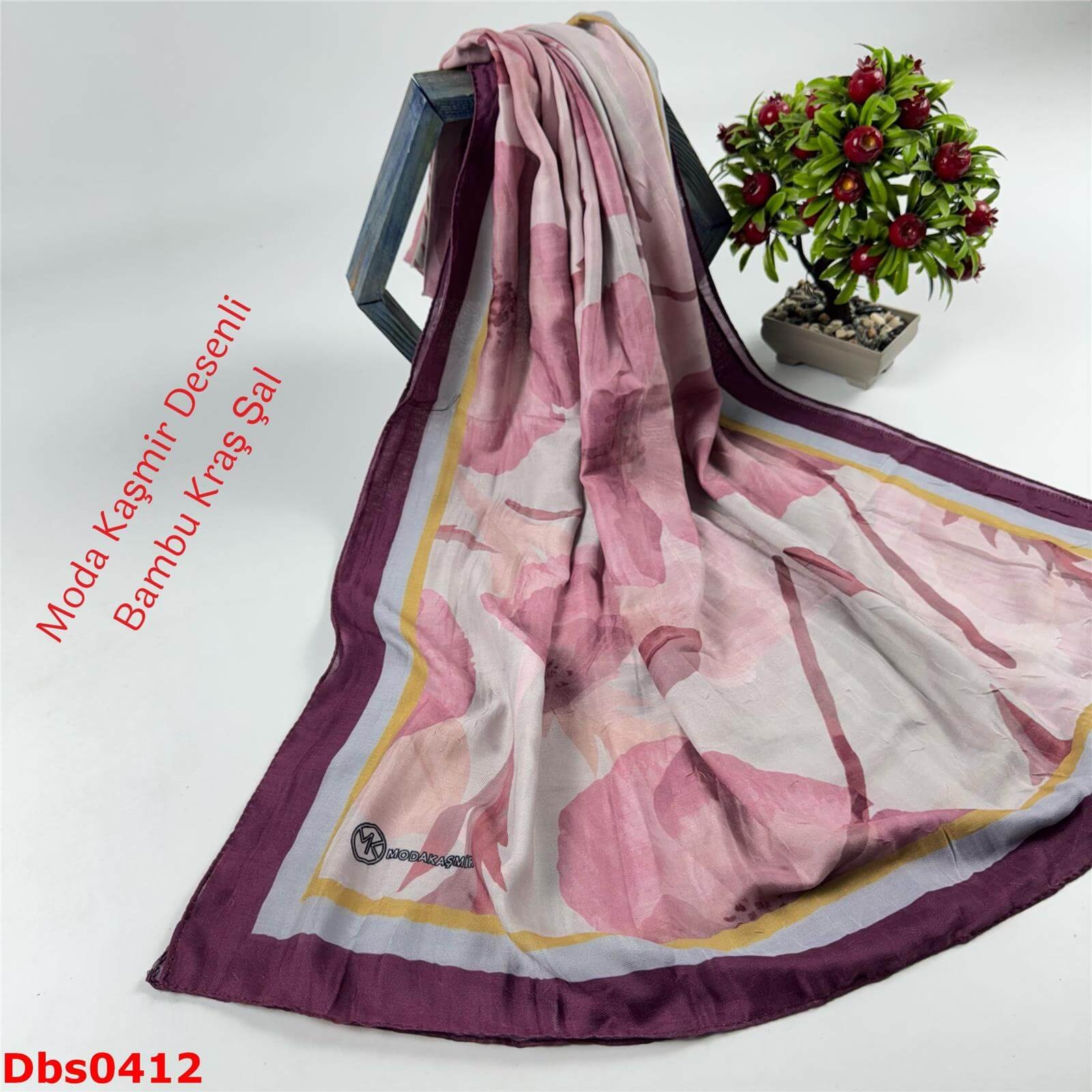 K-195  Moda Kaşmir Desenli Bambu Kraş Şal