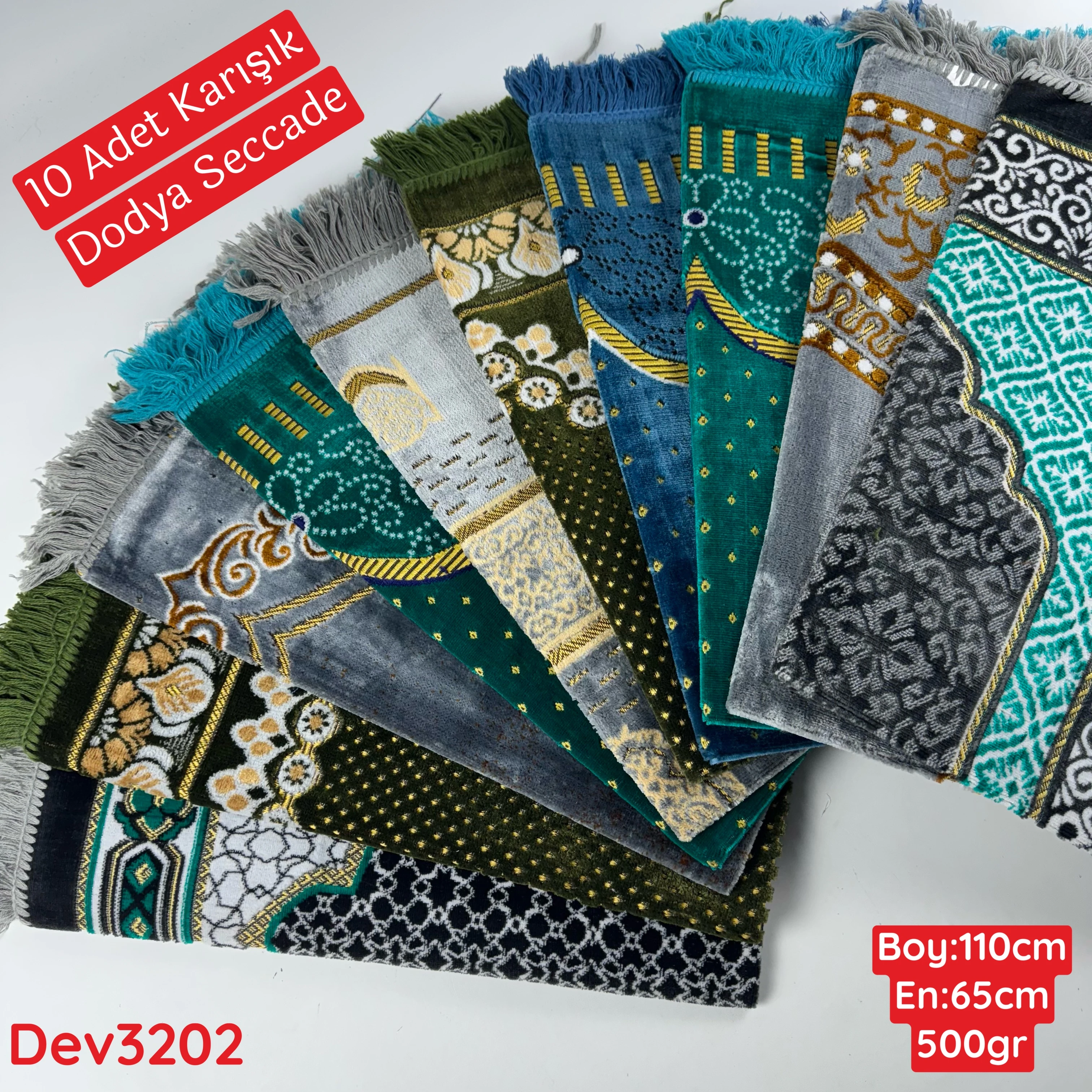 10 ADET KARIŞIK KADİFE DODYA SECCADE