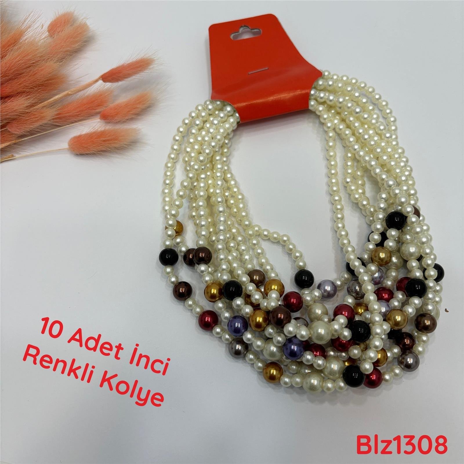 V-369 10 Adet İnci Renkli Kolye