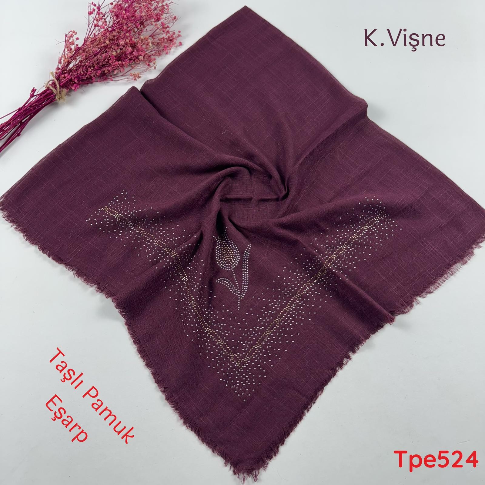 KA-075 Taşlı Pamuk Eşarp