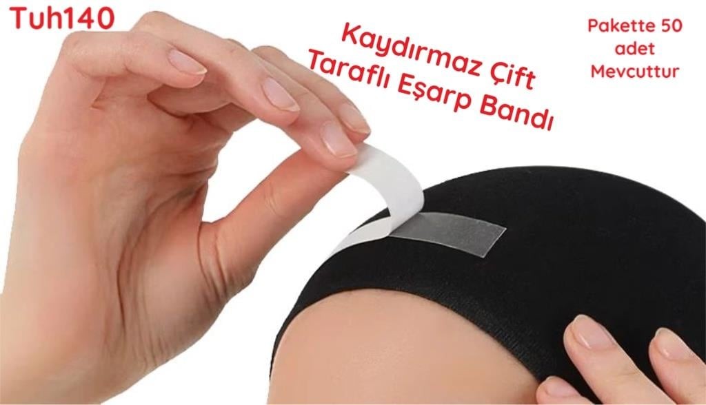 UA-240 Kaydırmaz Çift Taraflı Eşarp Bandı (50 adet)