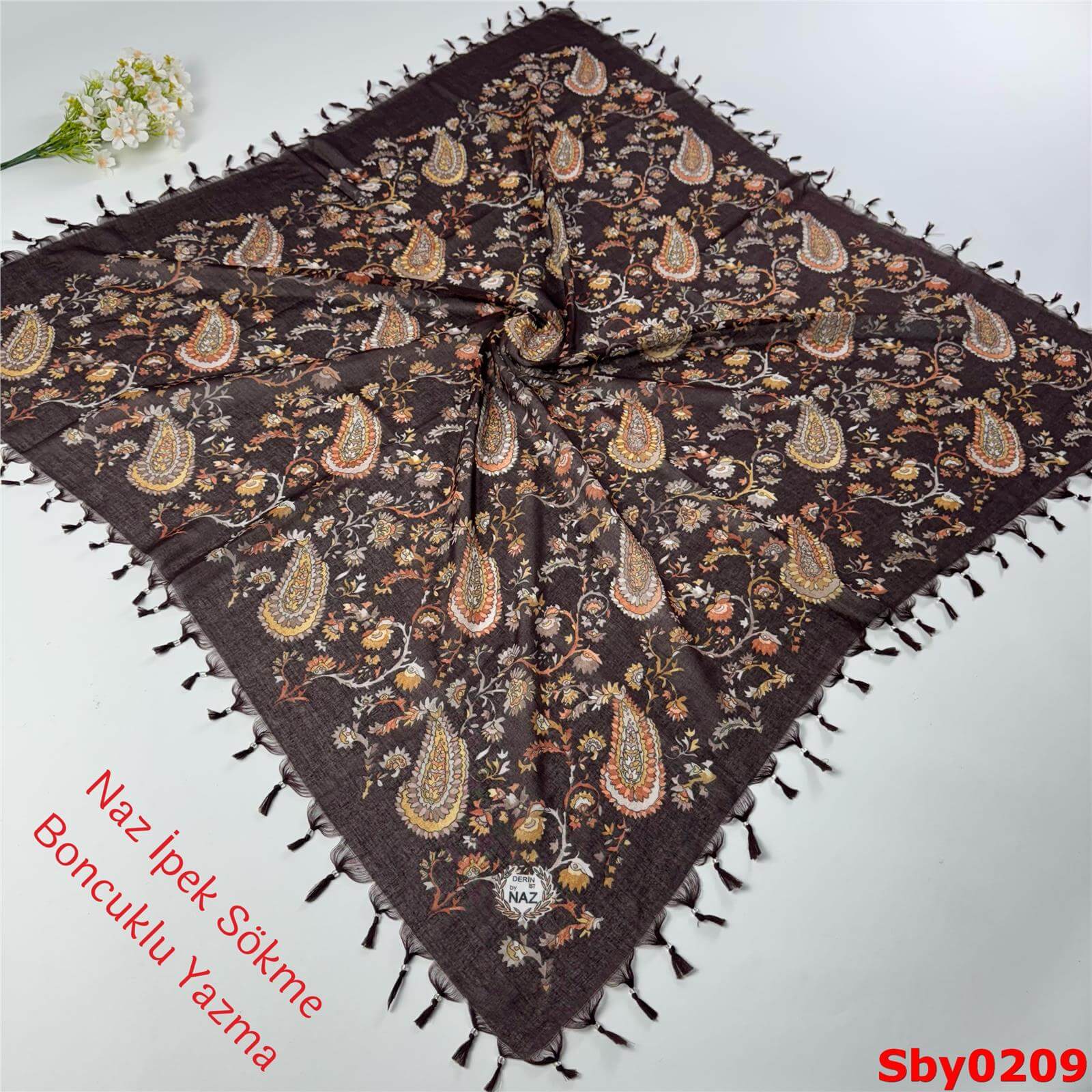 L-020 Naz İpek Sökme Boncuklu Yazma