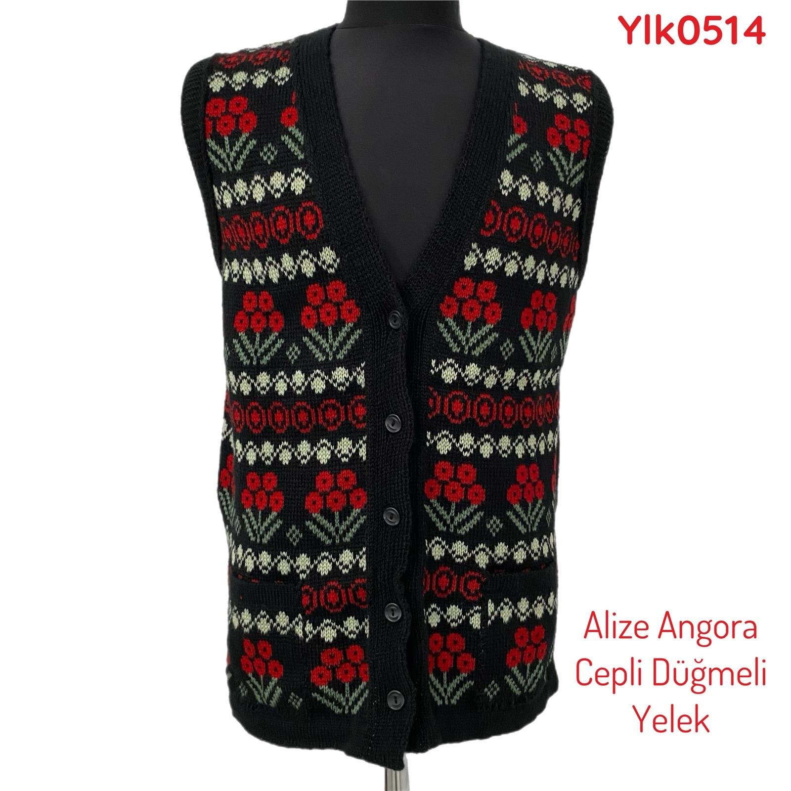 U-401  Alize Angora Cepli Düğmeli Yelek