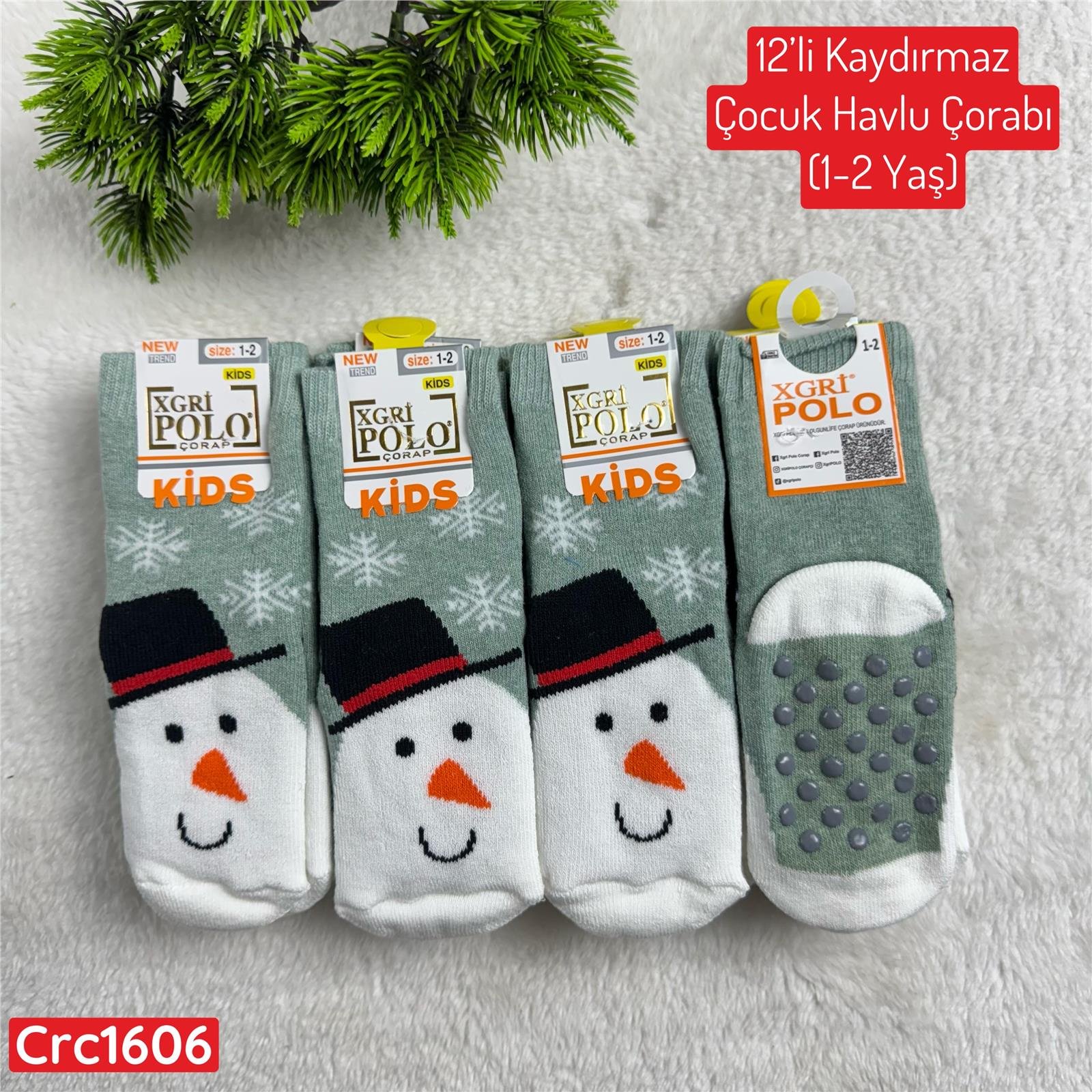 L-027 12'li Kaydırmaz Çocuk Havlu Çorabı (1-2 Yaş)