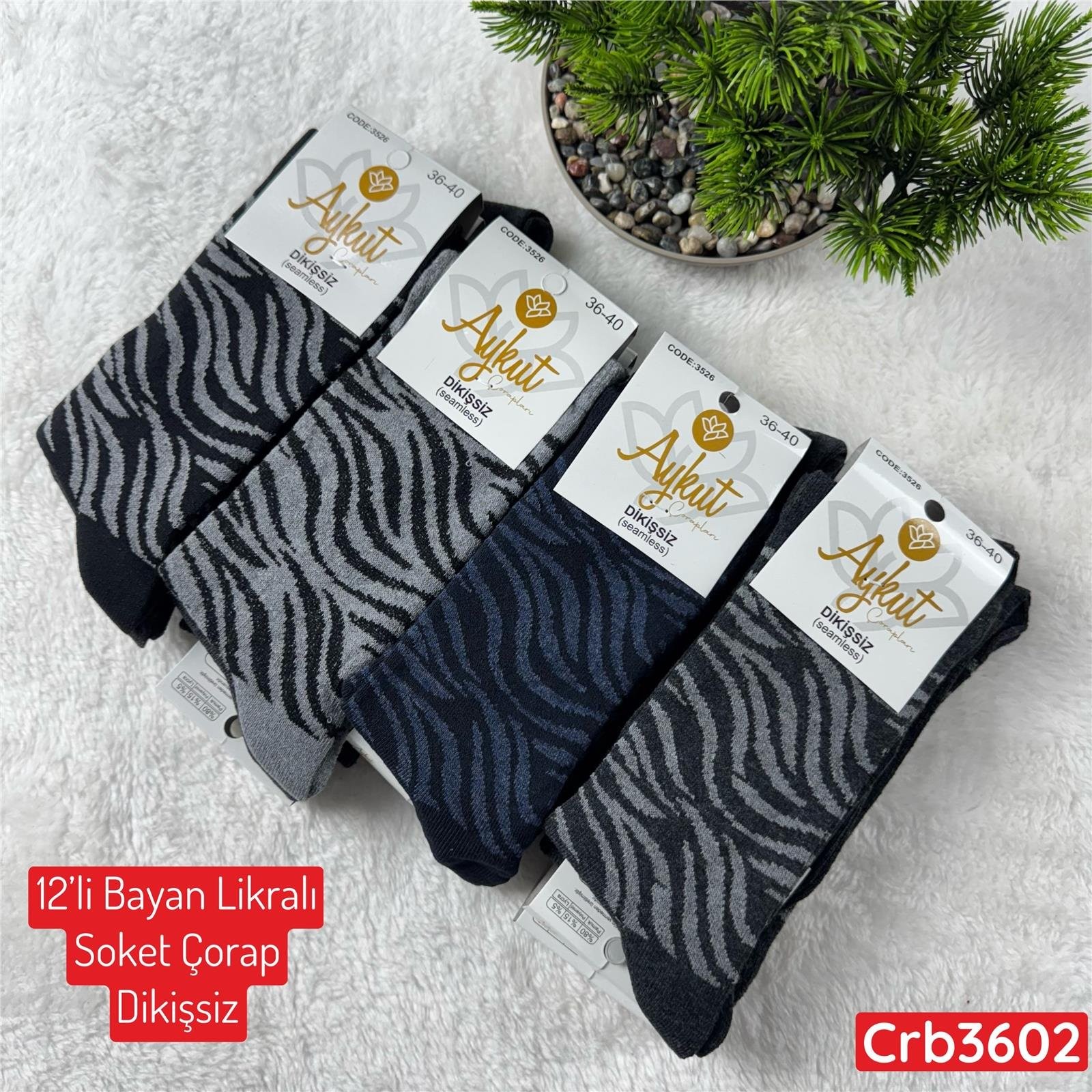 ZV-313 Bayan Likralı Soket Çorap (Dikişsiz) 12 ADET