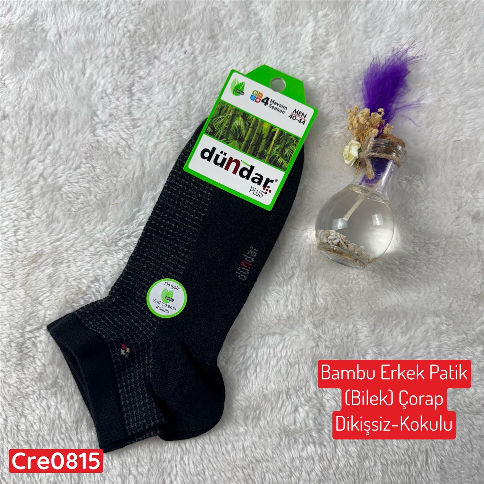 H-012 DÜNDAR Bambu Erkek Patik(Bilek) Çorap(Dikişsiz Parfümlü)
