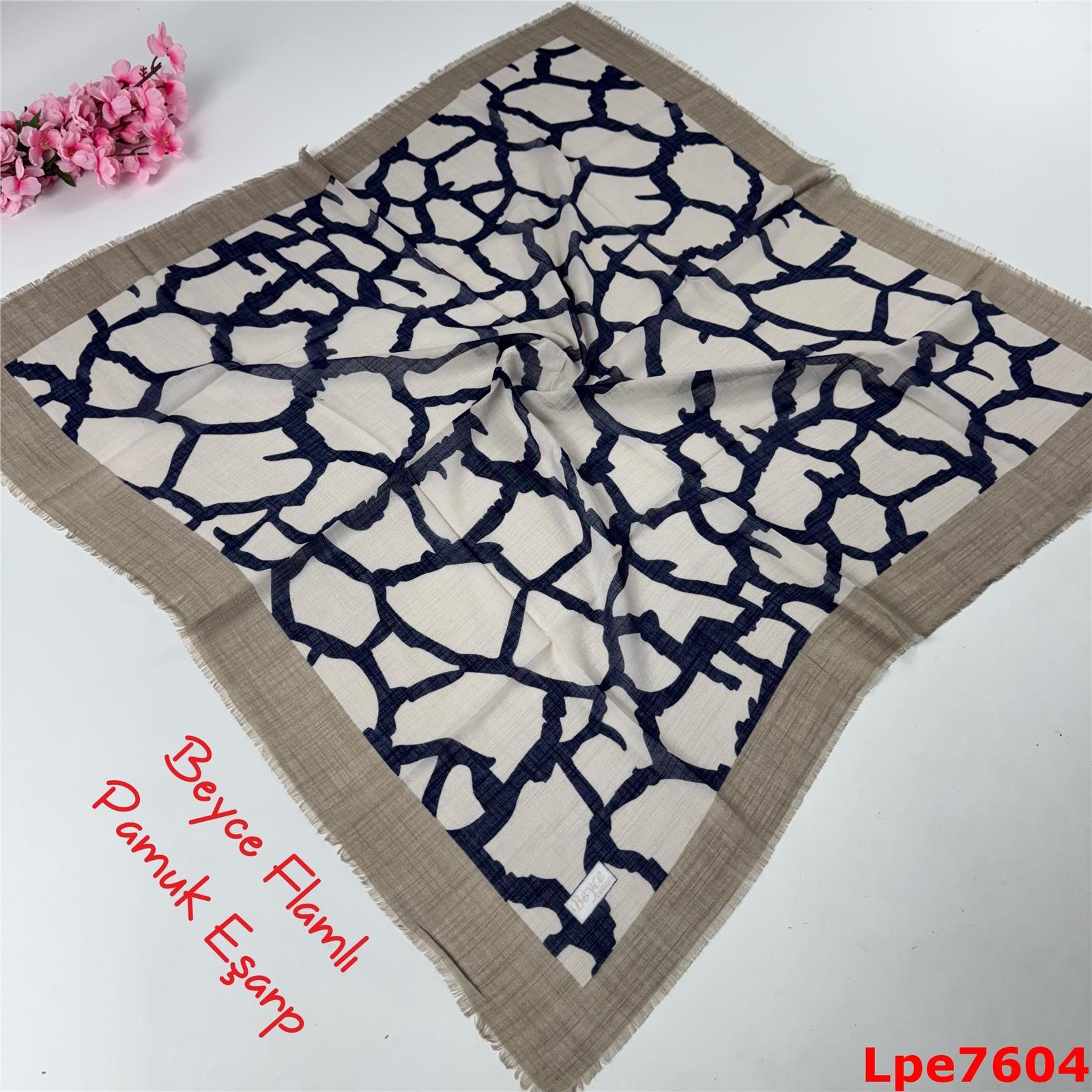 N-010 Beyce Flamlı Pamuk Eşarp