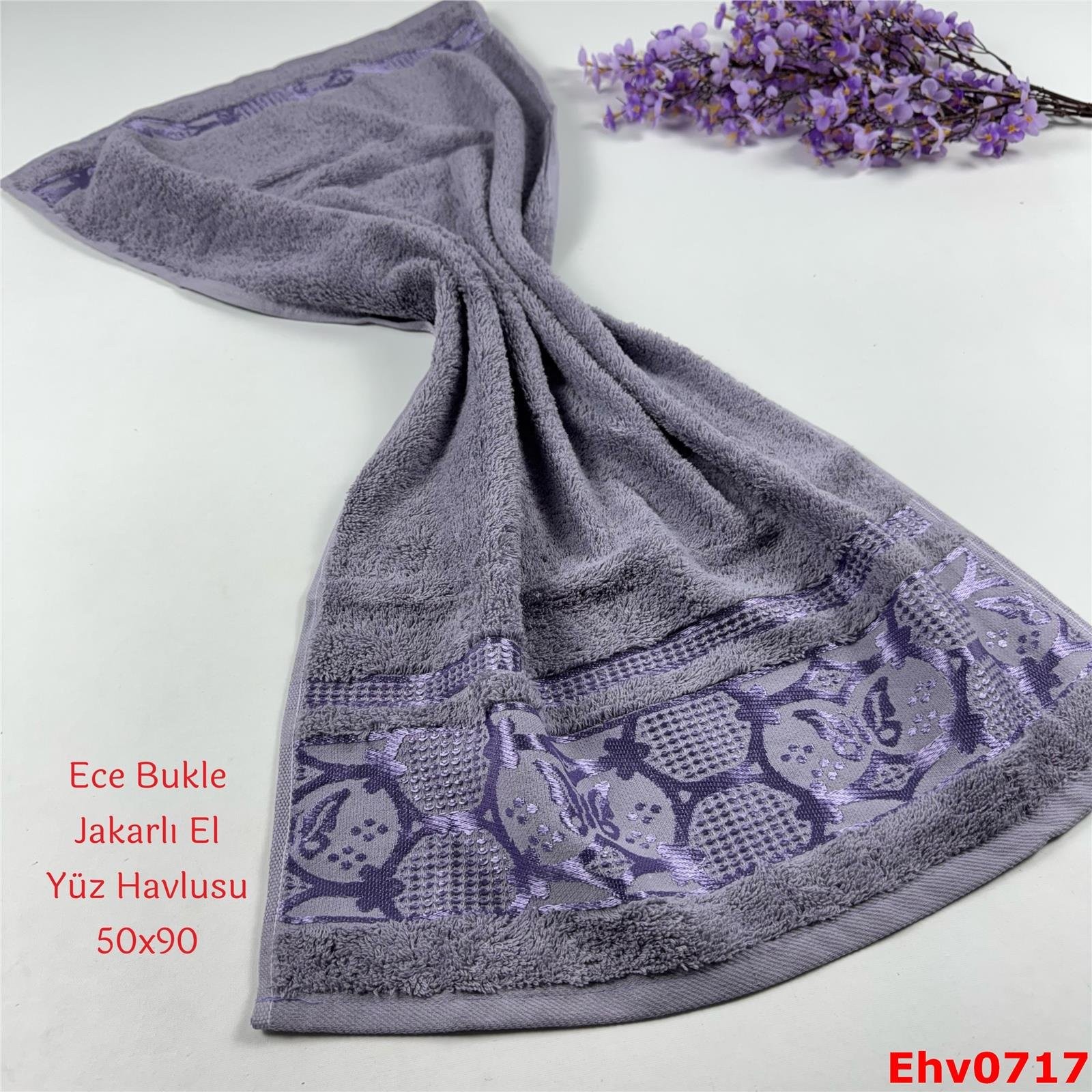 ZG-054 50*90 Ece Bukle Jakarlı El Yüz Havlusu