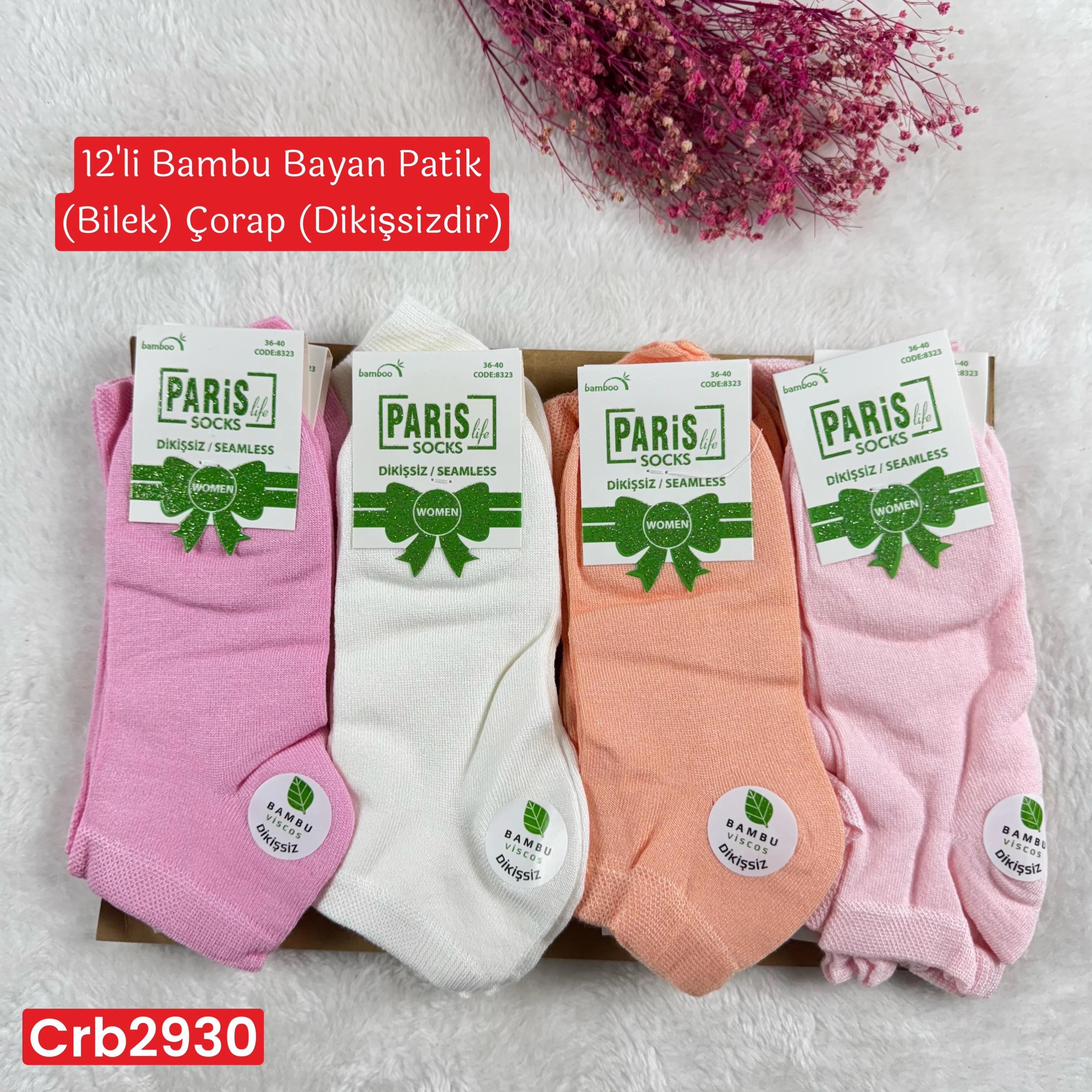 ZR-008 Bambu Bayan Patik(Bilek) Çorap (Dikişsiz) 12 ADET