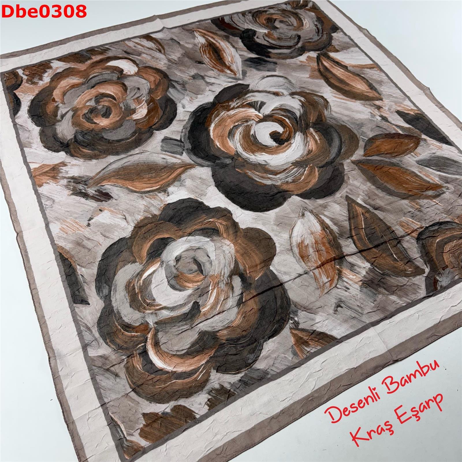 R-080 Desenli Bambu Kraş Eşarp