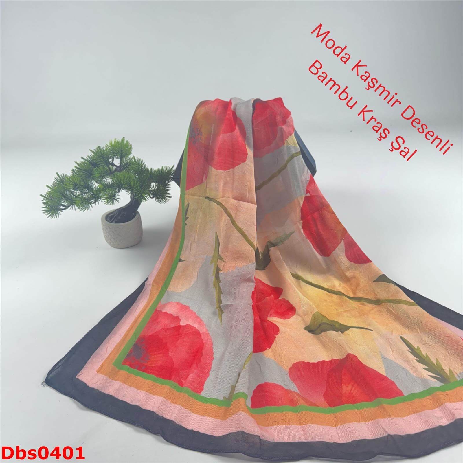K-174  Moda Kaşmir Desenli Bambu Kraş Şal