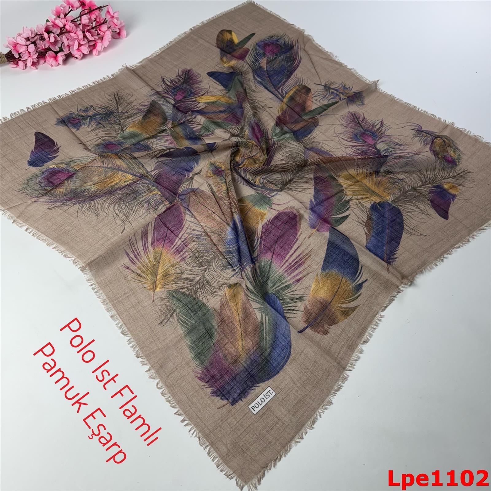 N-142 Polo İst Flamlı Pamuk Eşarp