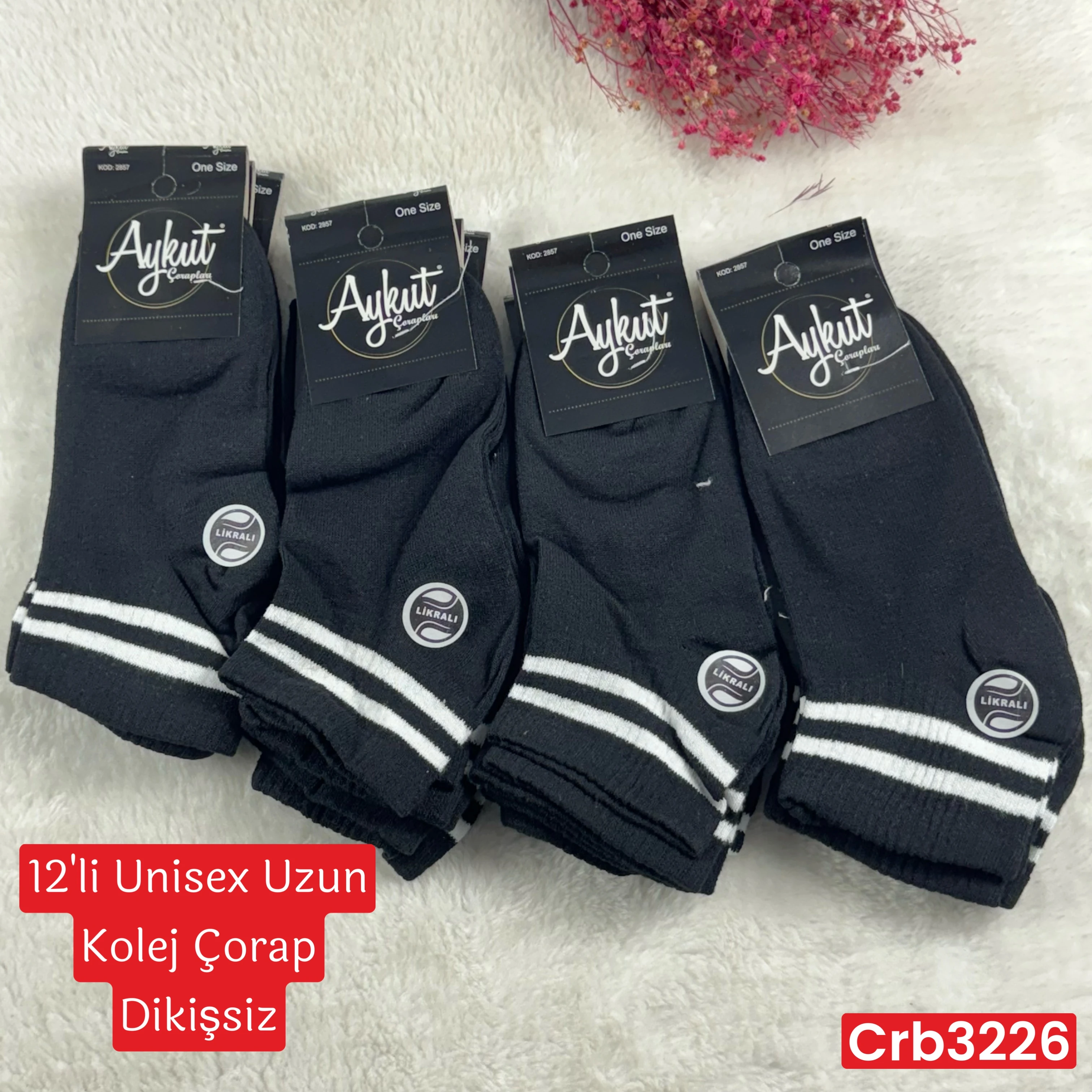 ZV-430 Unisex Uzun Kolej Çorap (Dikişsiz) 12 ADET